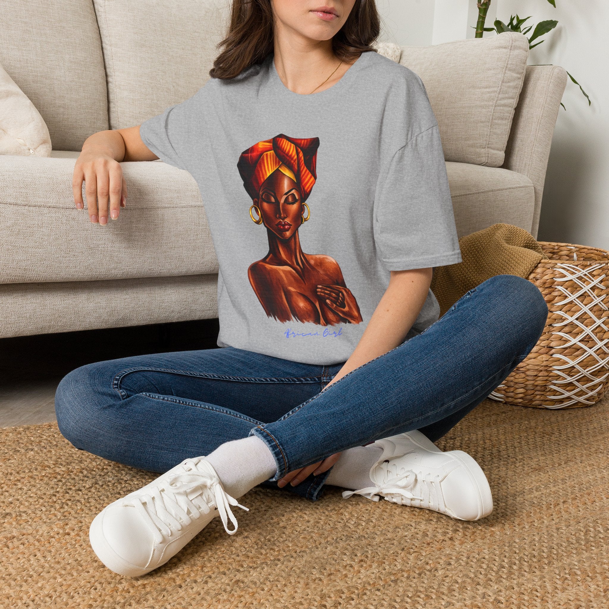 Afrocentric Headwrap Portrait T-Shirt — Bold Melanin Art Tee