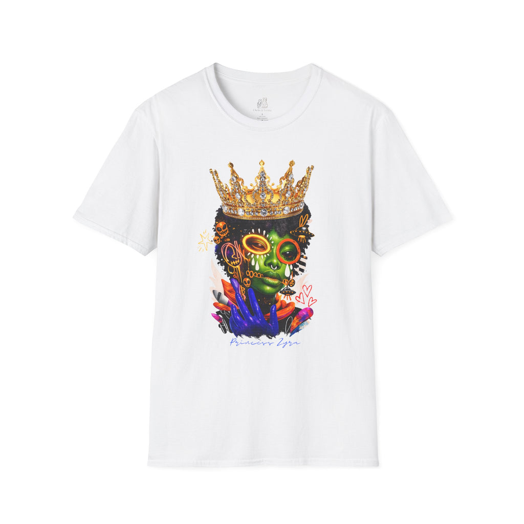 Princess Zyra T-Shirt — Vibrant Crowned Afro Skull Graphic Tee
