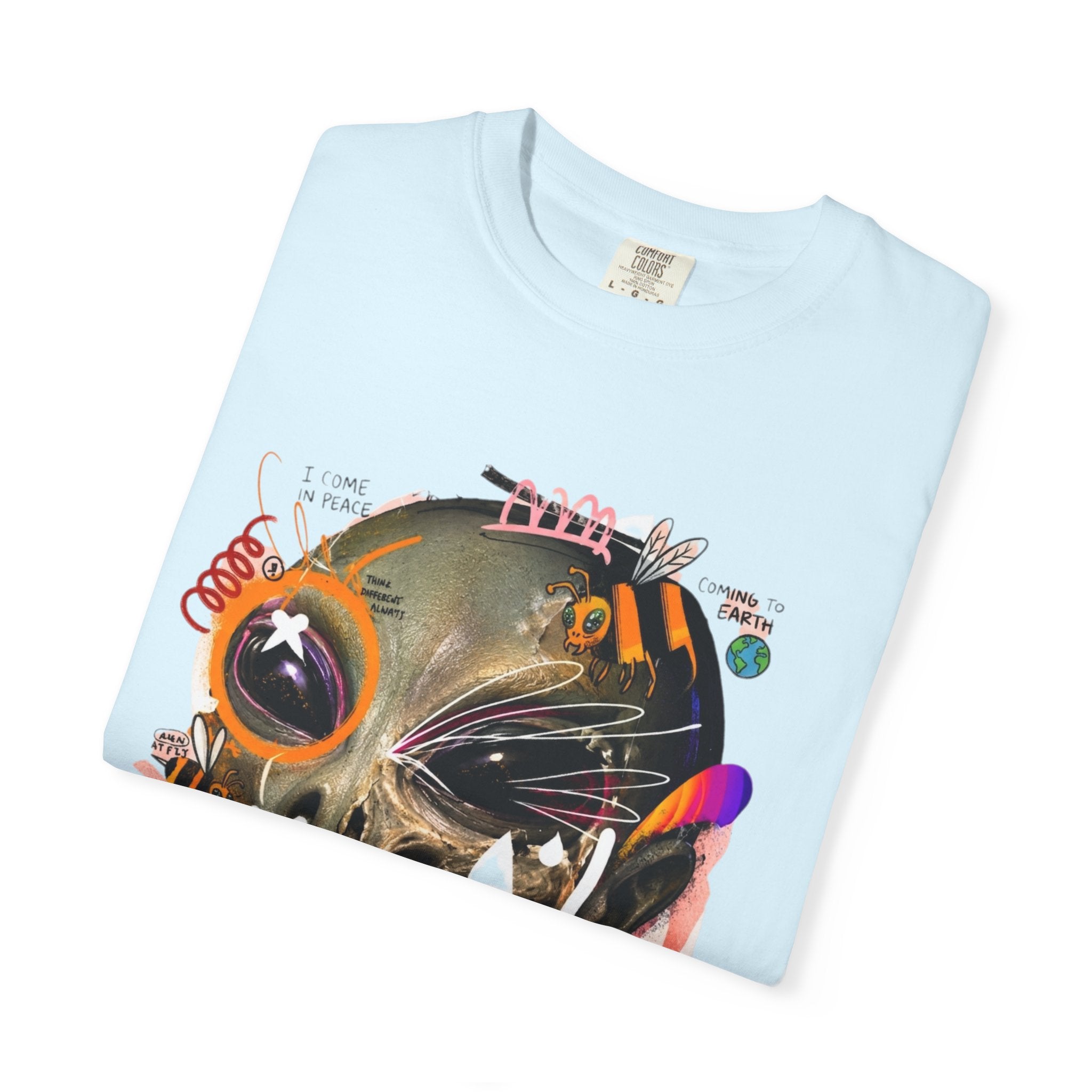 Skull Graffiti T-Shirt — Abstract Neon Alien Street Art Tee