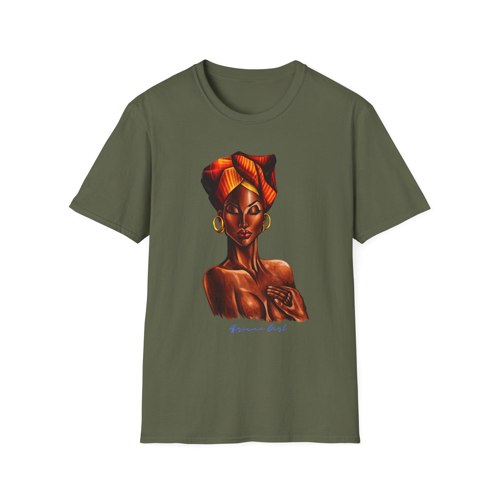 Afrocentric Headwrap Portrait T-Shirt — Bold Melanin Art Tee