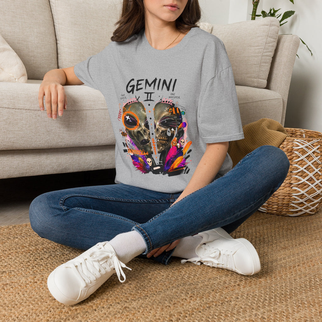 Gemini Zodiac T-Shirt — Colorful Twin Skull Astrology Tee