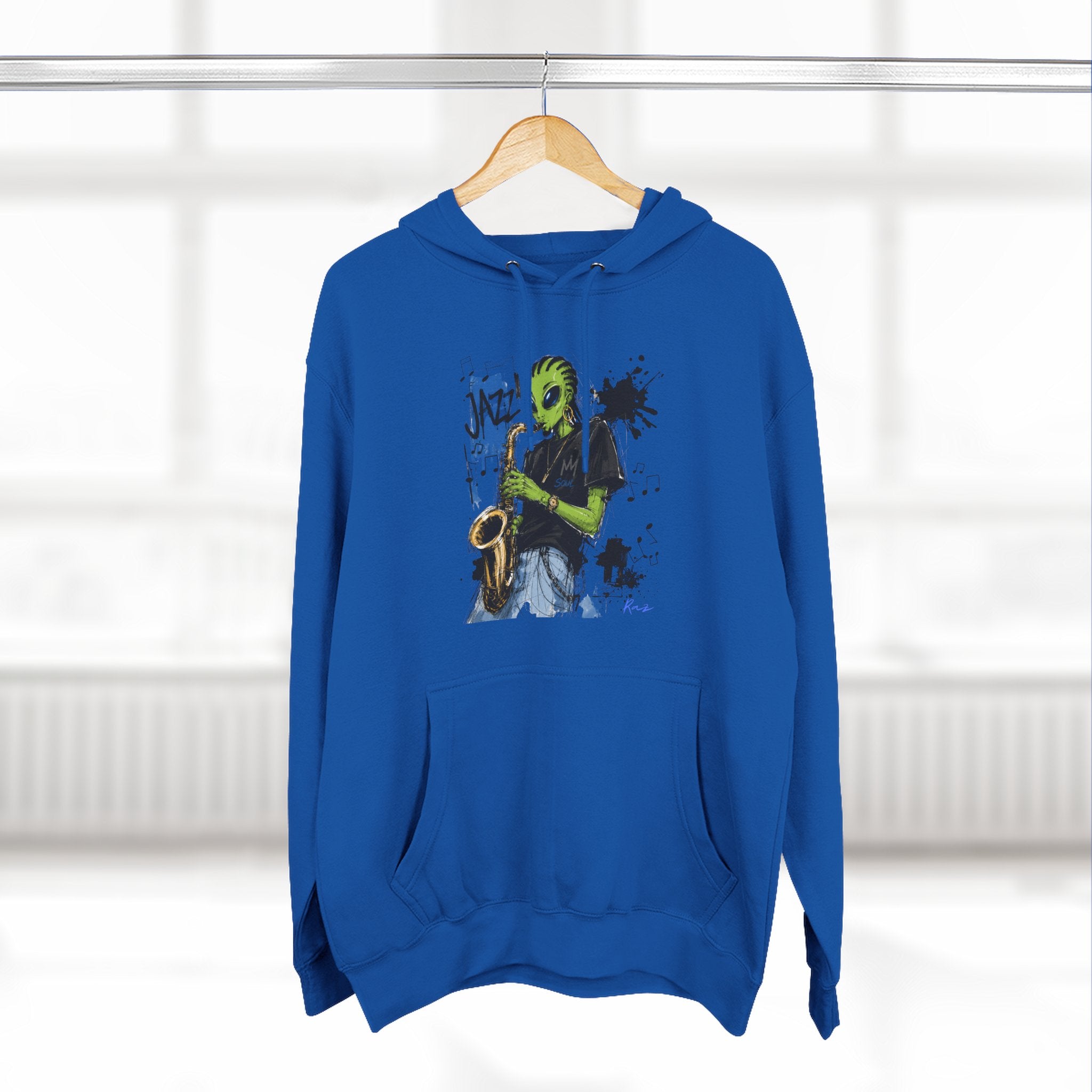 Jazz Saxophone Art Hoodie — Abstract Live Jazz Music Fleece Pullover-Tito & Raz Edition