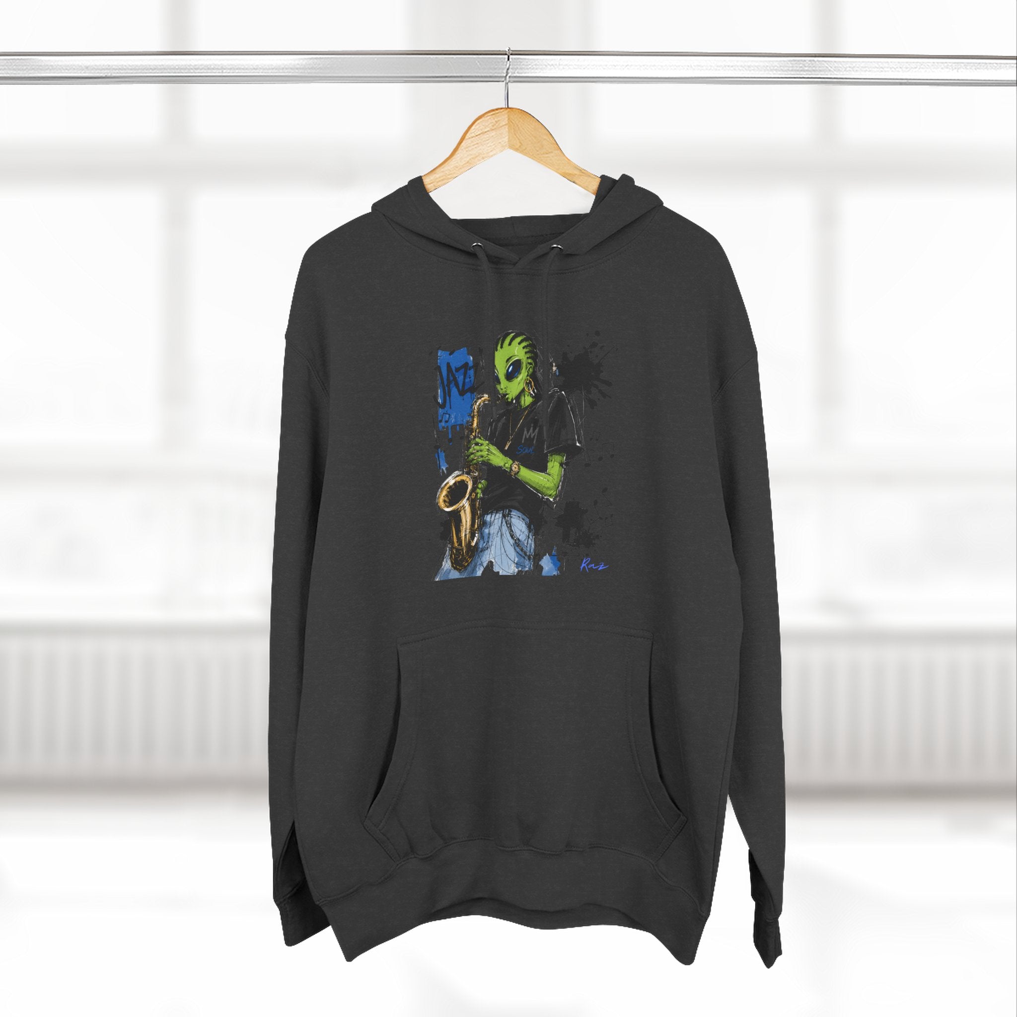 Jazz Saxophone Art Hoodie — Abstract Live Jazz Music Fleece Pullover-Tito & Raz Edition