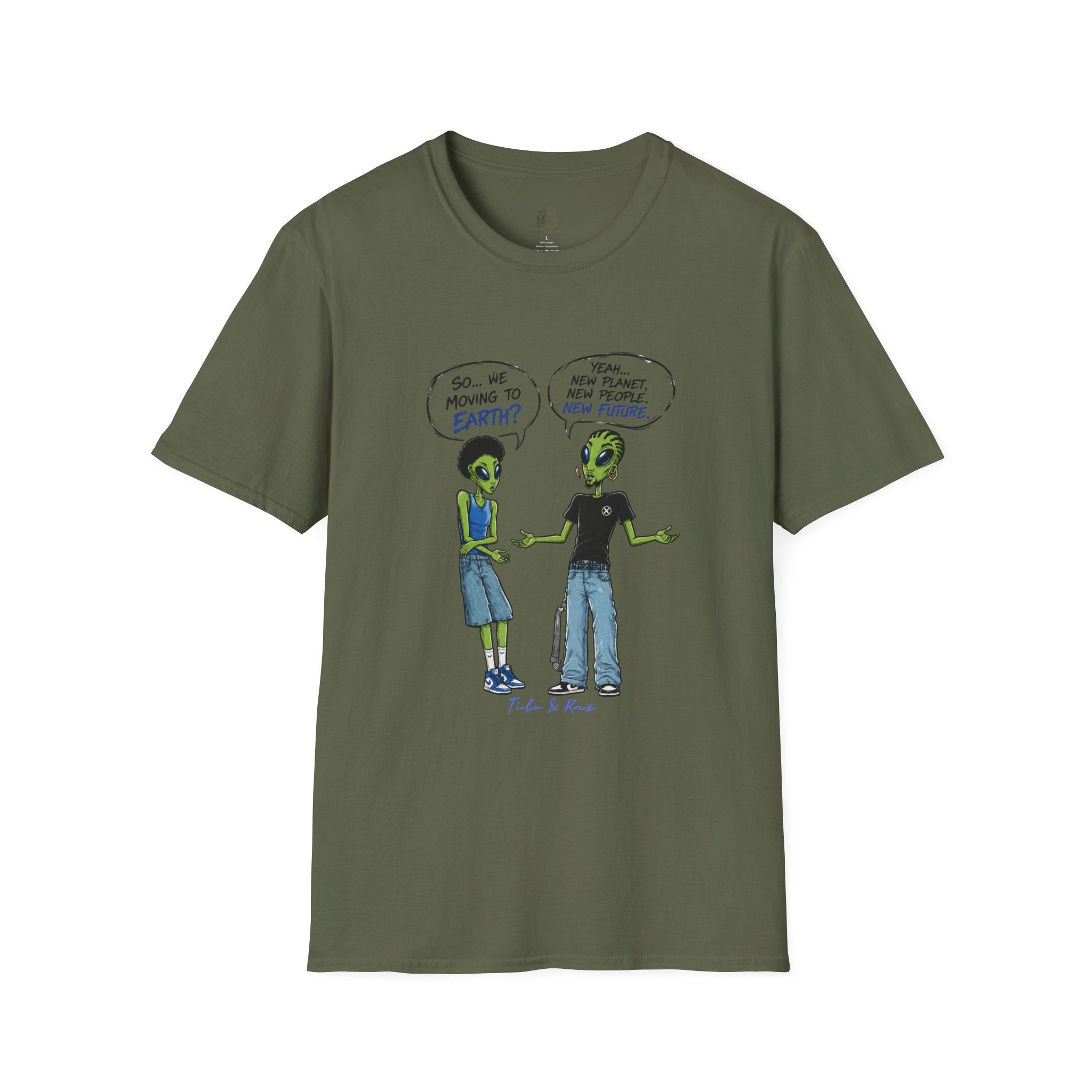 Alien Comic T-Shirt — “So... We Moving to Earth?” Tito & Raz Edition Graphic Tee