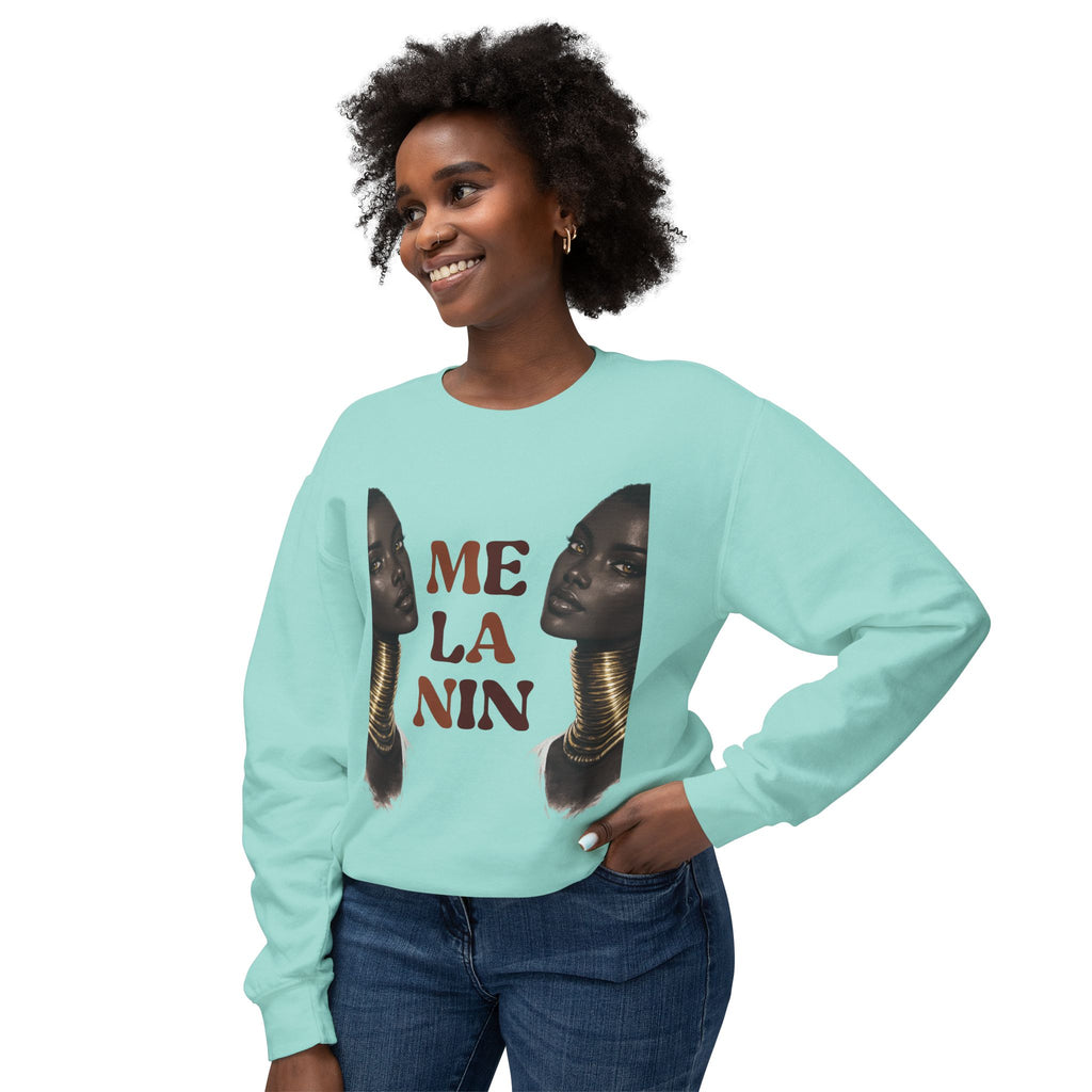 Crewneck Sweatshirt — 'Me La Nin' Melanin Portrait Graphic-Fall Collection