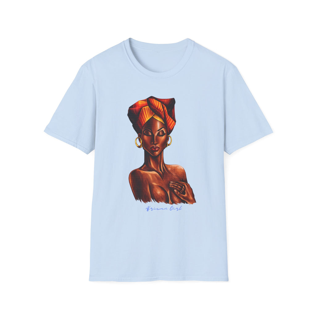 Afrocentric Headwrap Portrait T-Shirt — Bold Melanin Art Tee