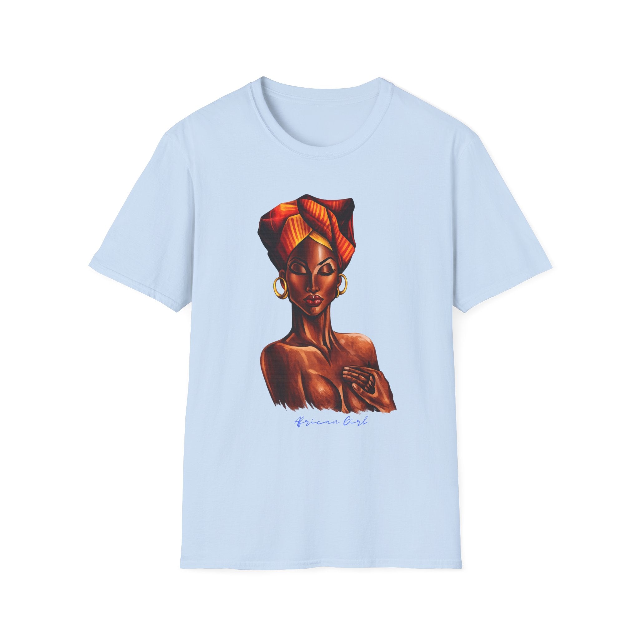 Afrocentric Headwrap Portrait T-Shirt — Bold Melanin Art Tee