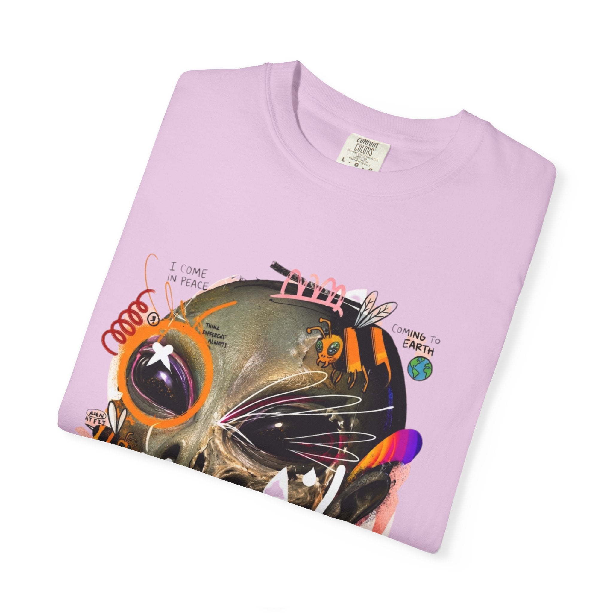 Skull Graffiti T-Shirt — Abstract Neon Alien Street Art Tee