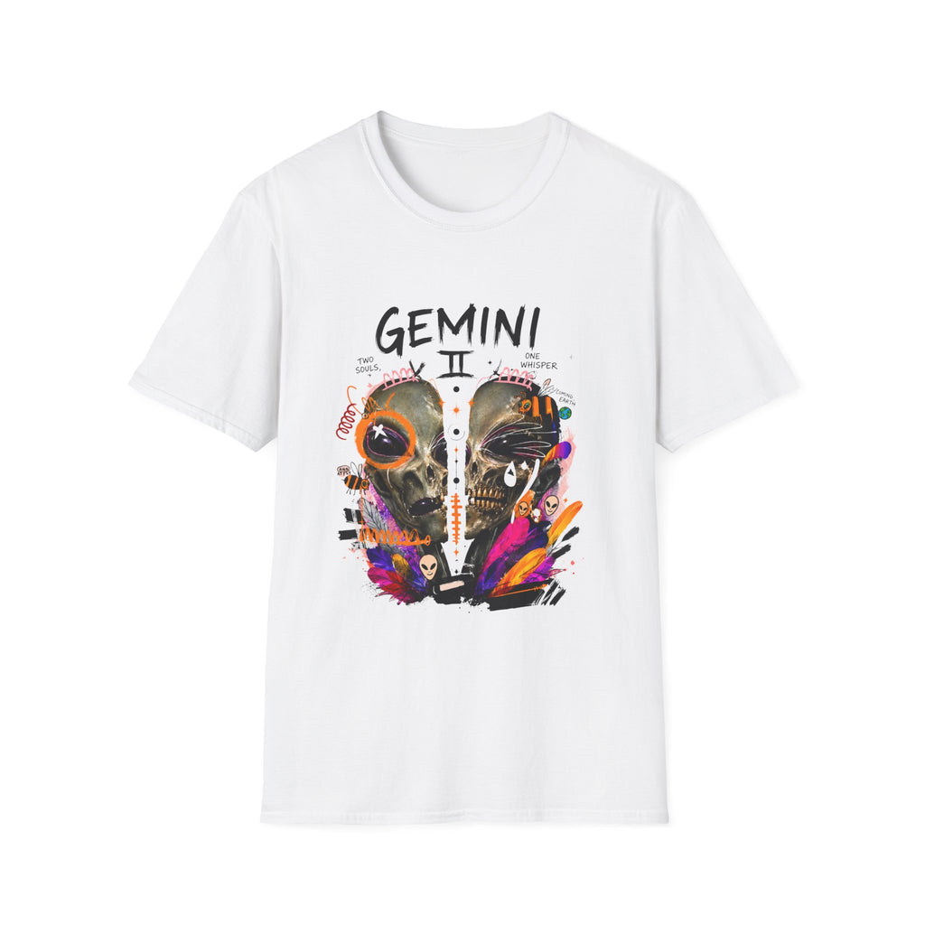 Gemini Zodiac T-Shirt — Colorful Twin Skull Astrology Tee