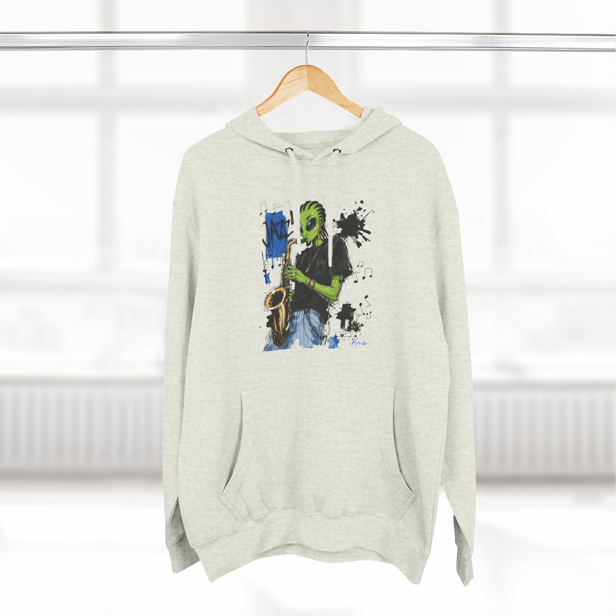 Jazz Saxophone Art Hoodie — Abstract Live Jazz Music Fleece Pullover-Tito & Raz Edition