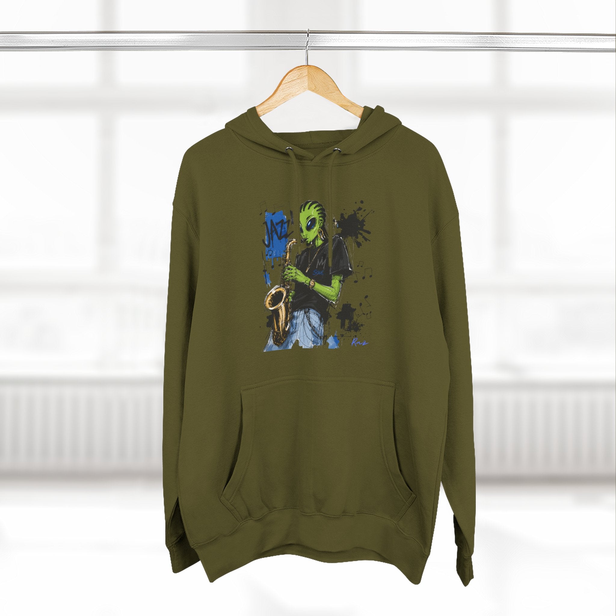 Jazz Saxophone Art Hoodie — Abstract Live Jazz Music Fleece Pullover-Tito & Raz Edition