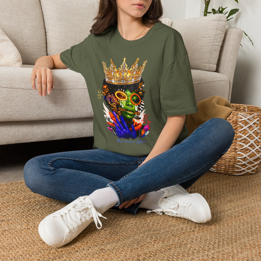 Princess Zyra T-Shirt — Vibrant Crowned Afro Skull Graphic Tee