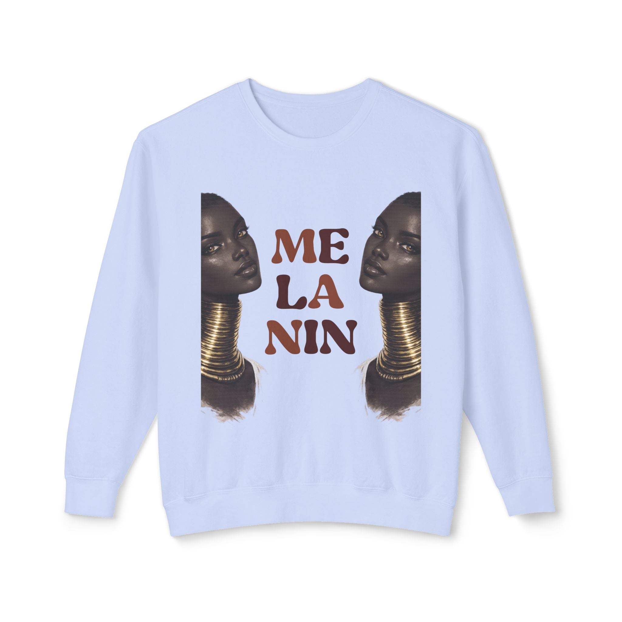 Crewneck Sweatshirt — 'Me La Nin' Melanin Portrait Graphic-Fall Collection