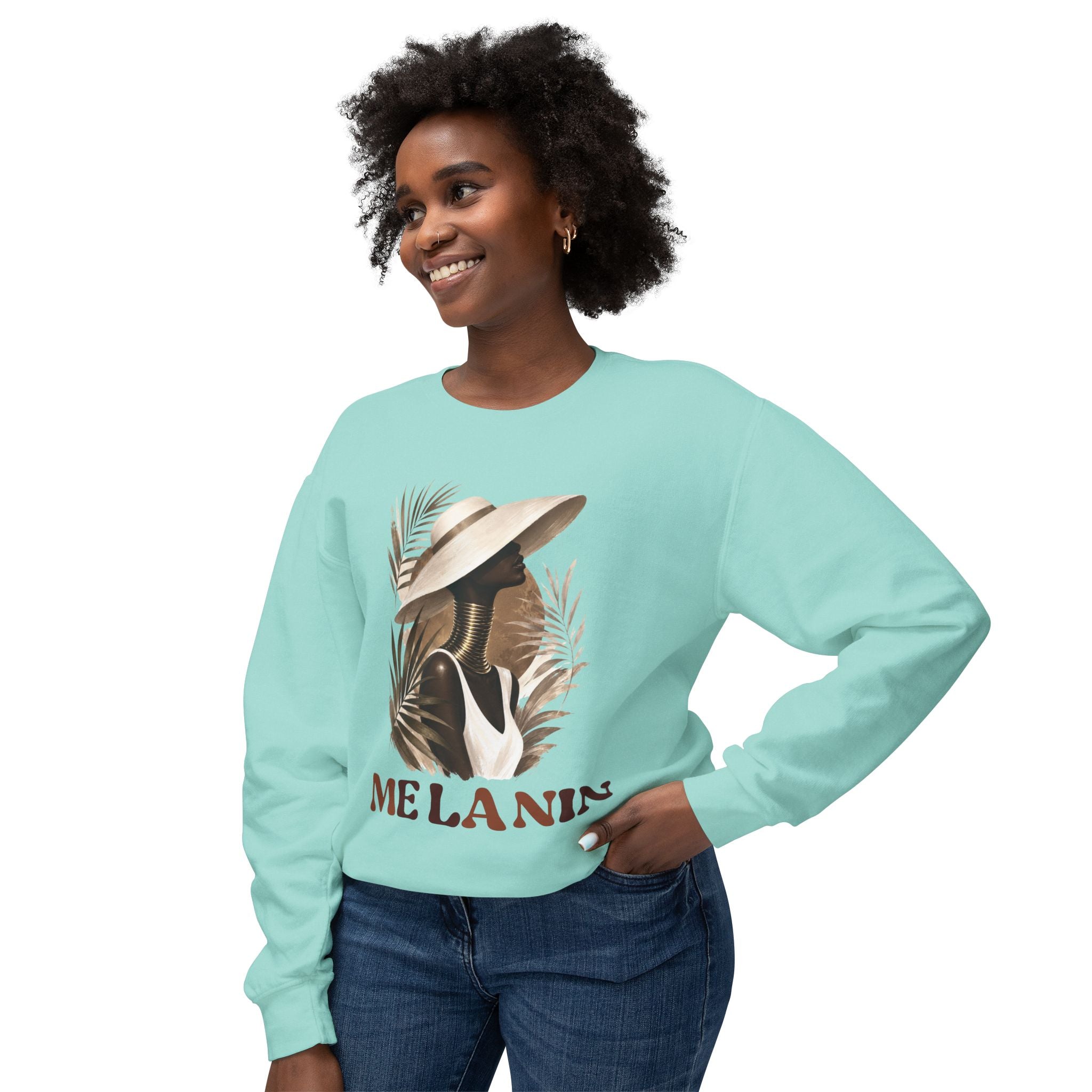 Melanin Pride Crewneck Sweatshirt — Elegant Portrait Graphic