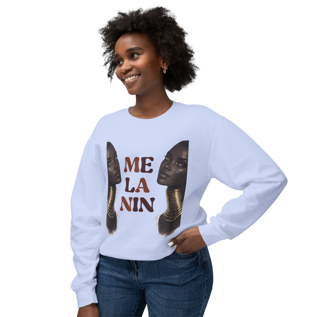 Crewneck Sweatshirt — 'Me La Nin' Melanin Portrait Graphic-Fall Collection