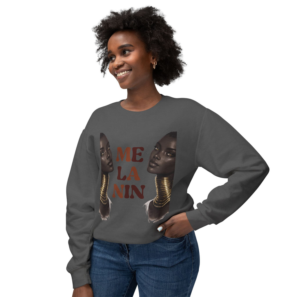 Crewneck Sweatshirt — 'Me La Nin' Melanin Portrait Graphic-Fall Collection