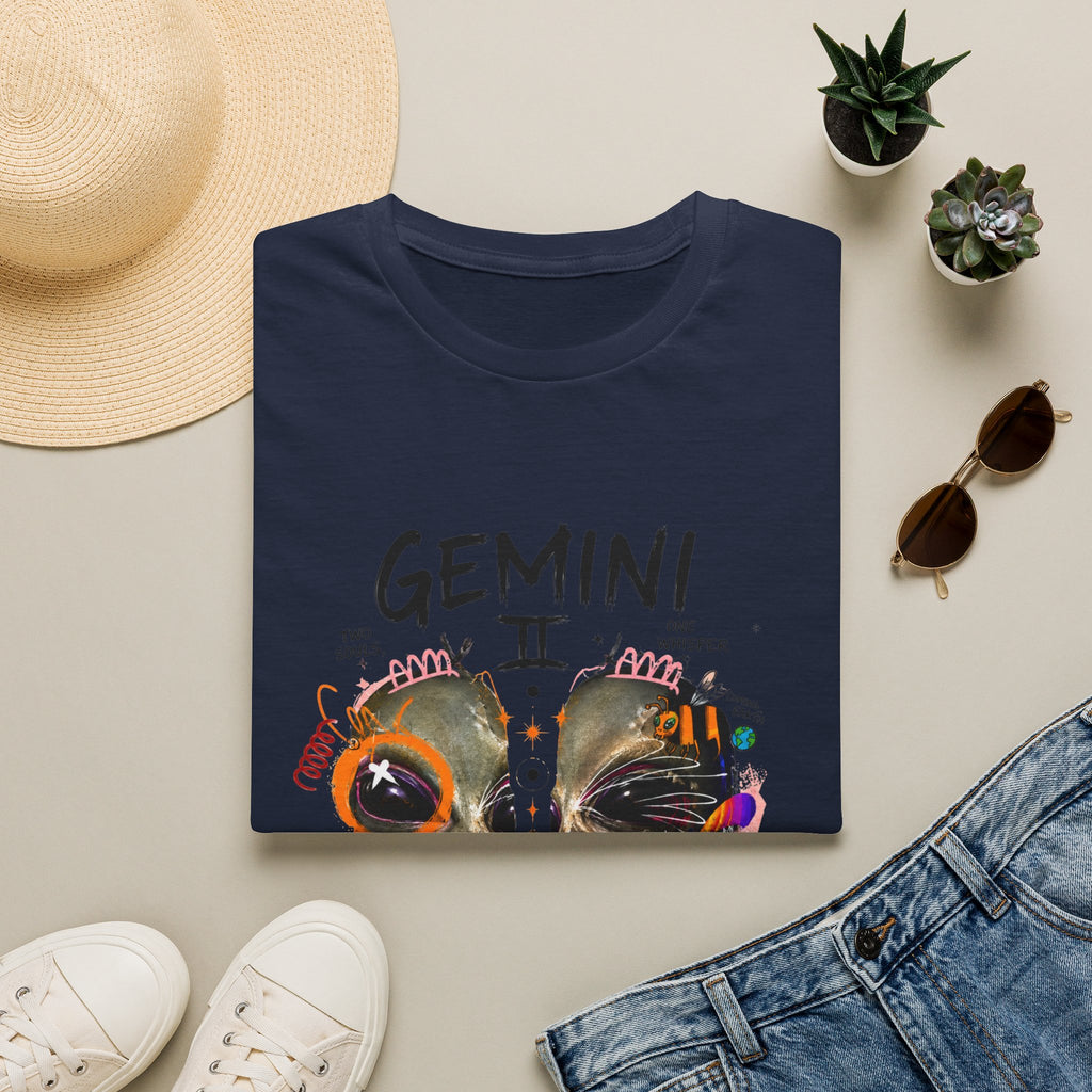 Gemini Zodiac T-Shirt — Colorful Twin Skull Astrology Tee