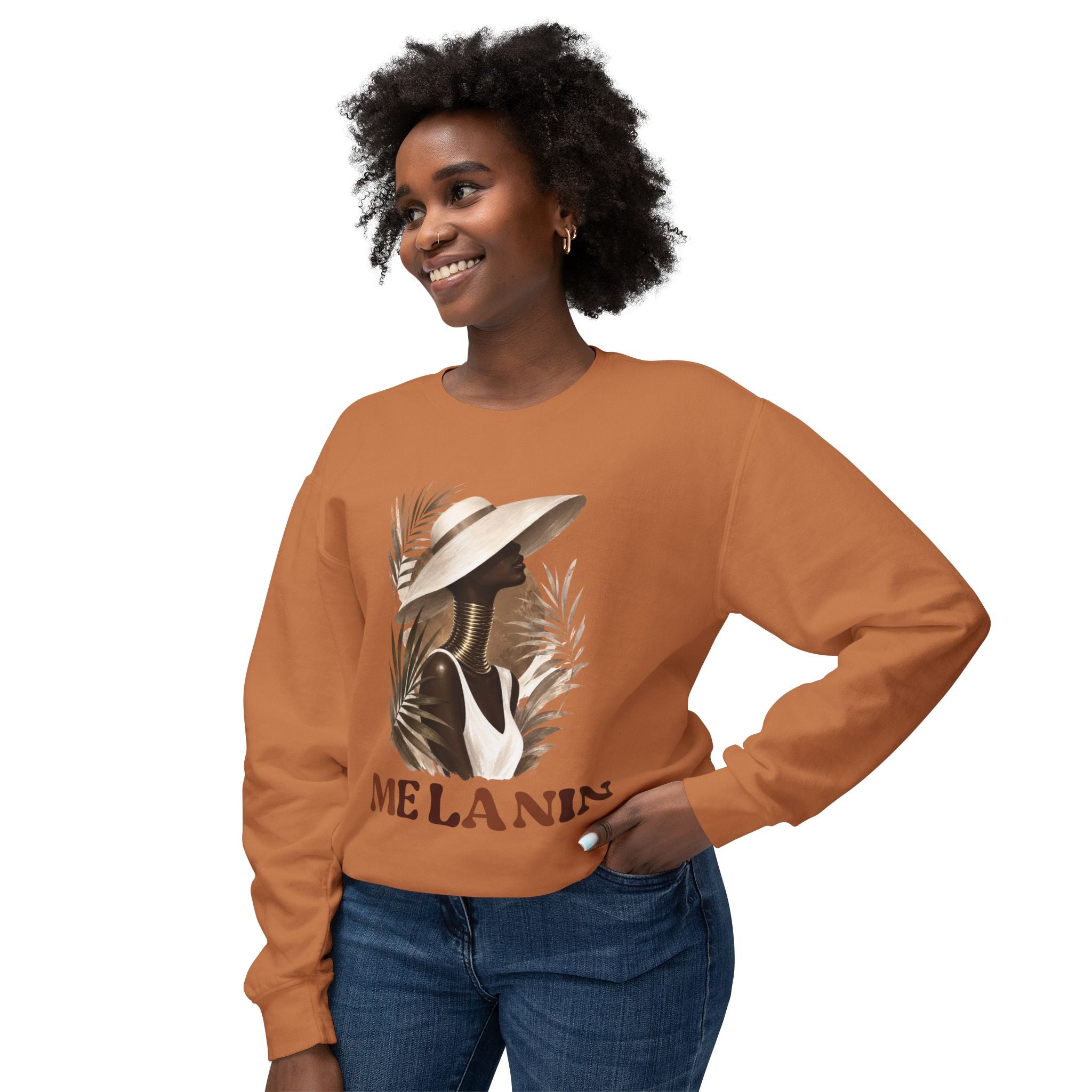 Melanin Pride Crewneck Sweatshirt — Elegant Portrait Graphic