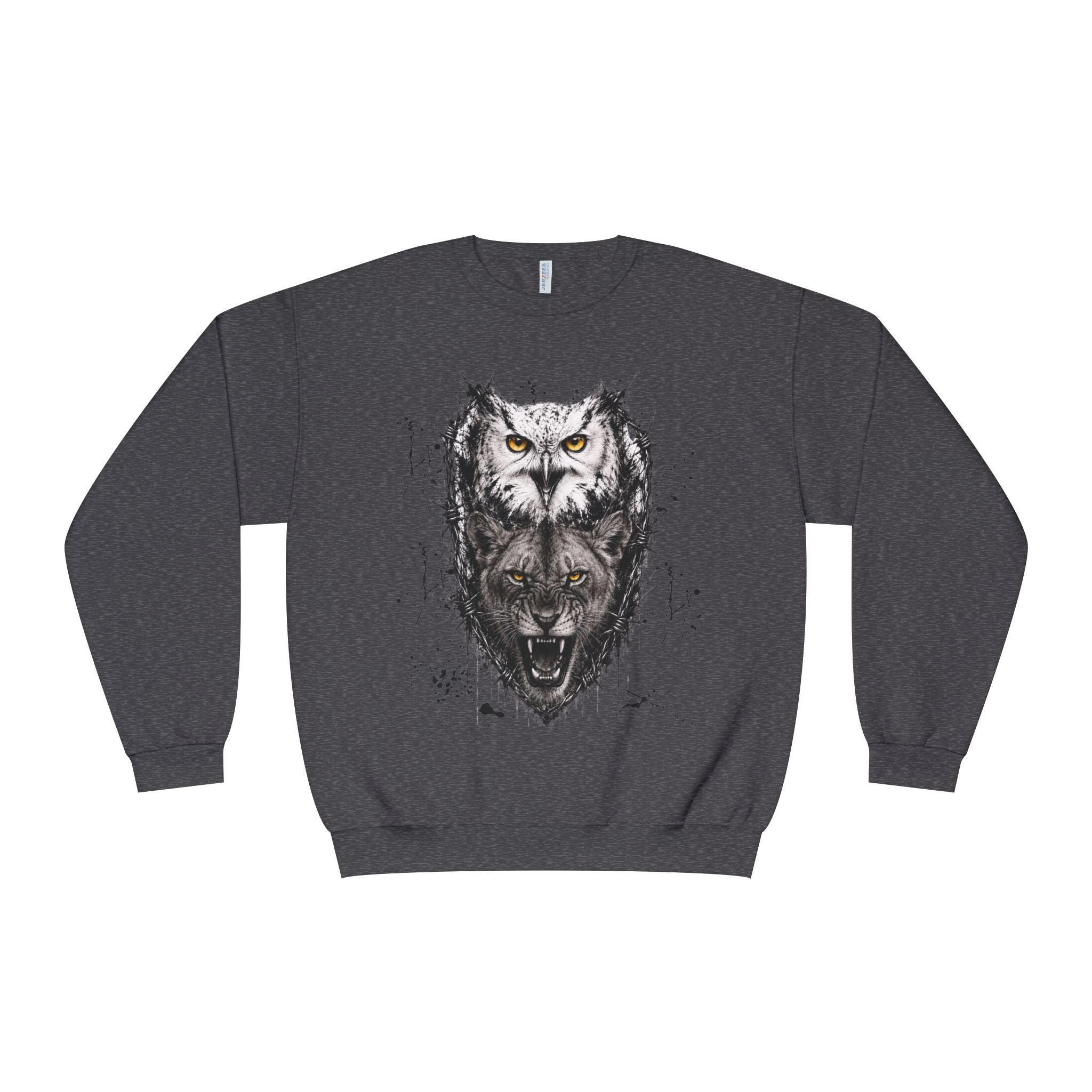 Owlix & Leona Graphic Crewneck Sweatshirt — Dual Animal Spirit Design