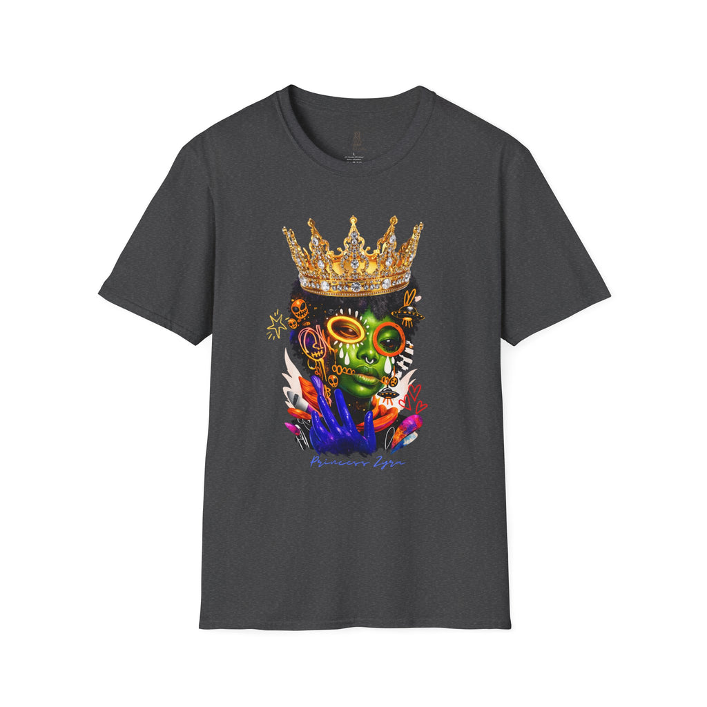 Princess Zyra T-Shirt — Vibrant Crowned Afro Skull Graphic Tee