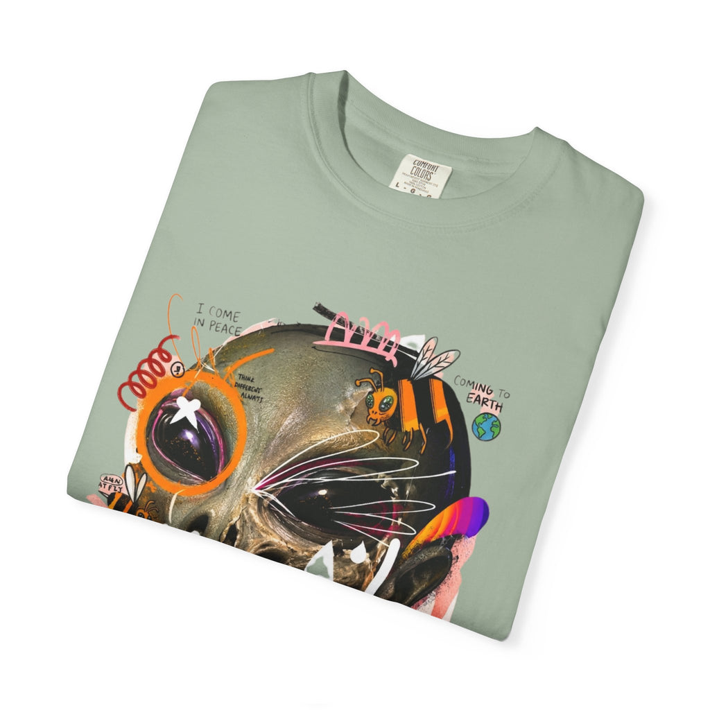 Skull Graffiti T-Shirt — Abstract Neon Alien Street Art Tee