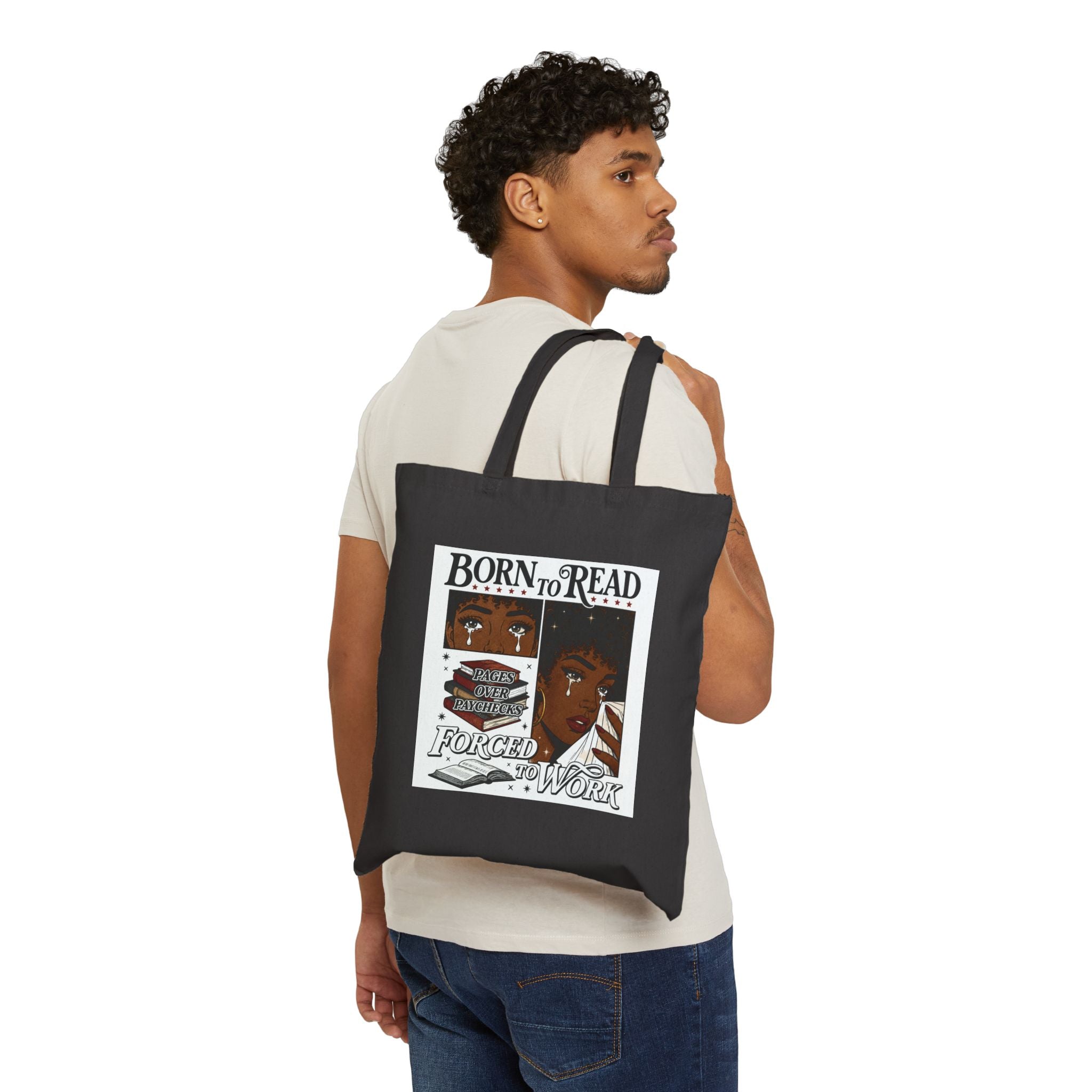 Born to Read Forced to Work tote bag | Reading quote book lover tote