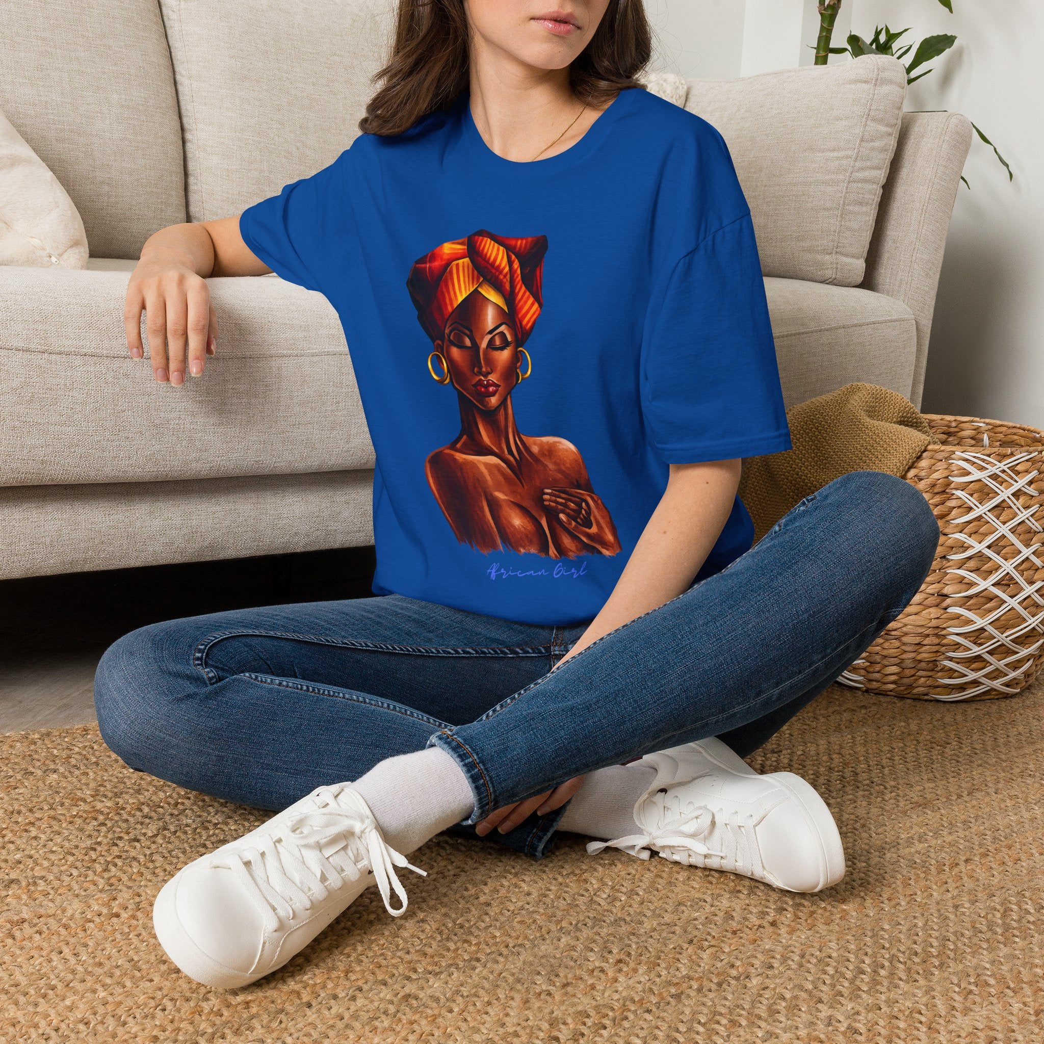 Afrocentric Headwrap Portrait T-Shirt — Bold Melanin Art Tee