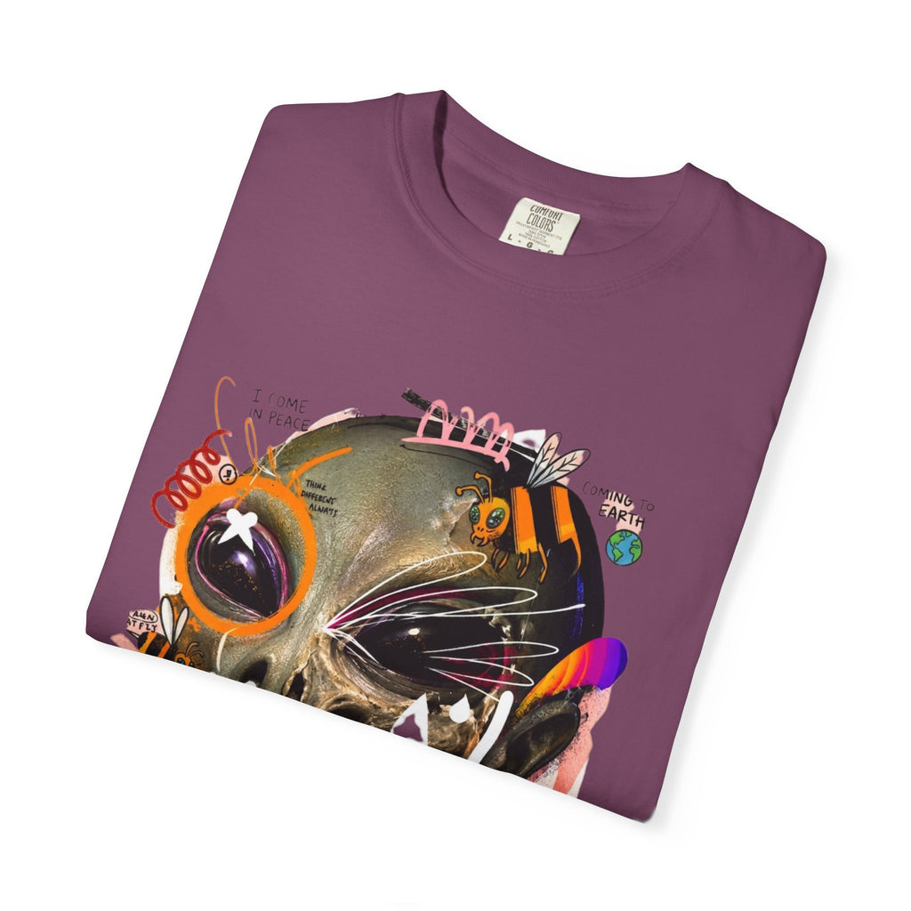 Skull Graffiti T-Shirt — Abstract Neon Alien Street Art Tee
