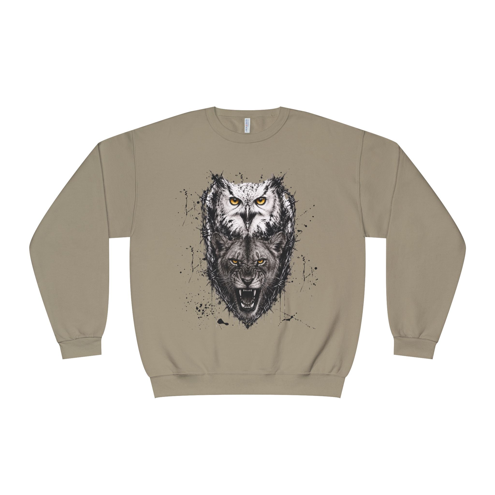 Owlix & Leona Graphic Crewneck Sweatshirt — Dual Animal Spirit Design
