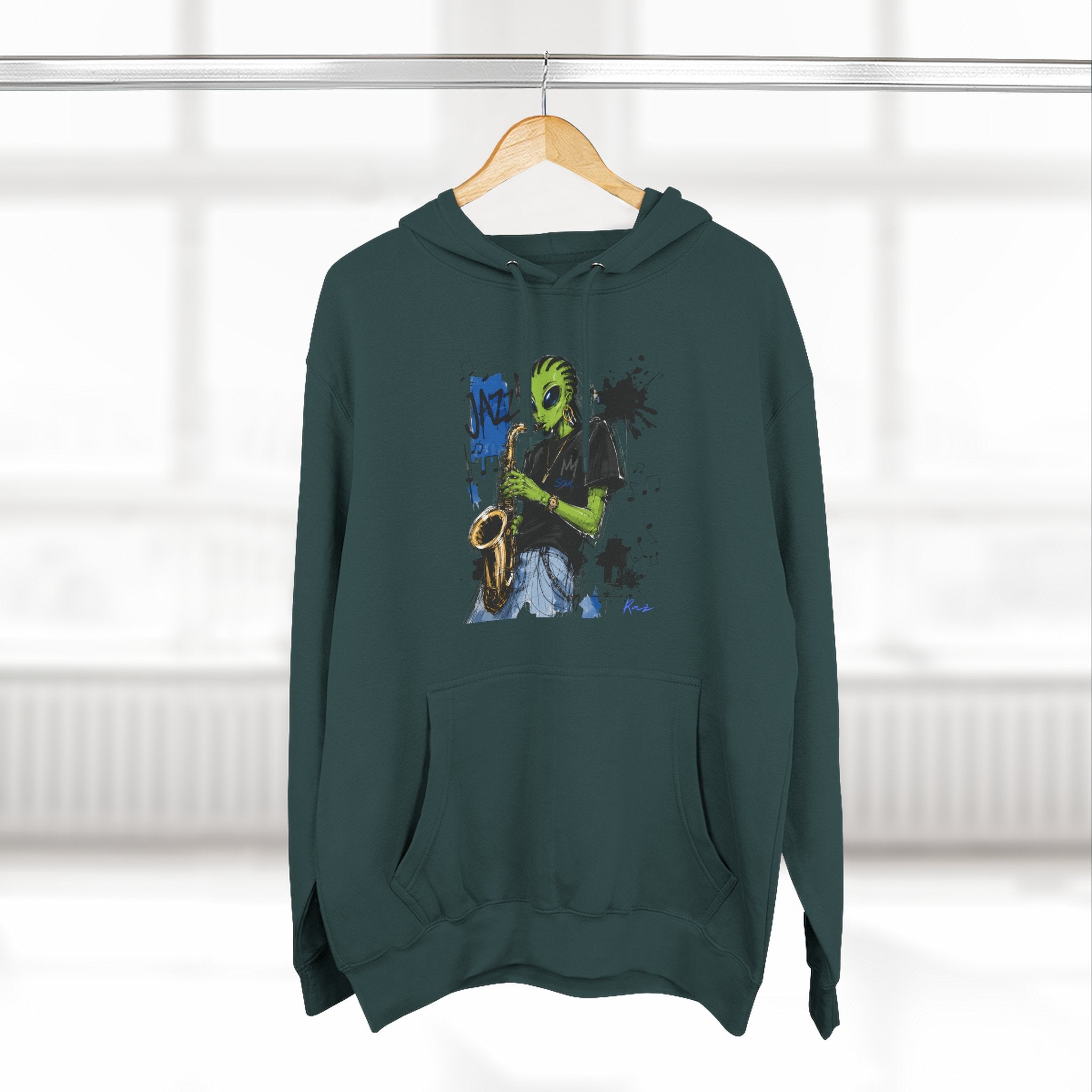 Jazz Saxophone Art Hoodie — Abstract Live Jazz Music Fleece Pullover-Tito & Raz Edition