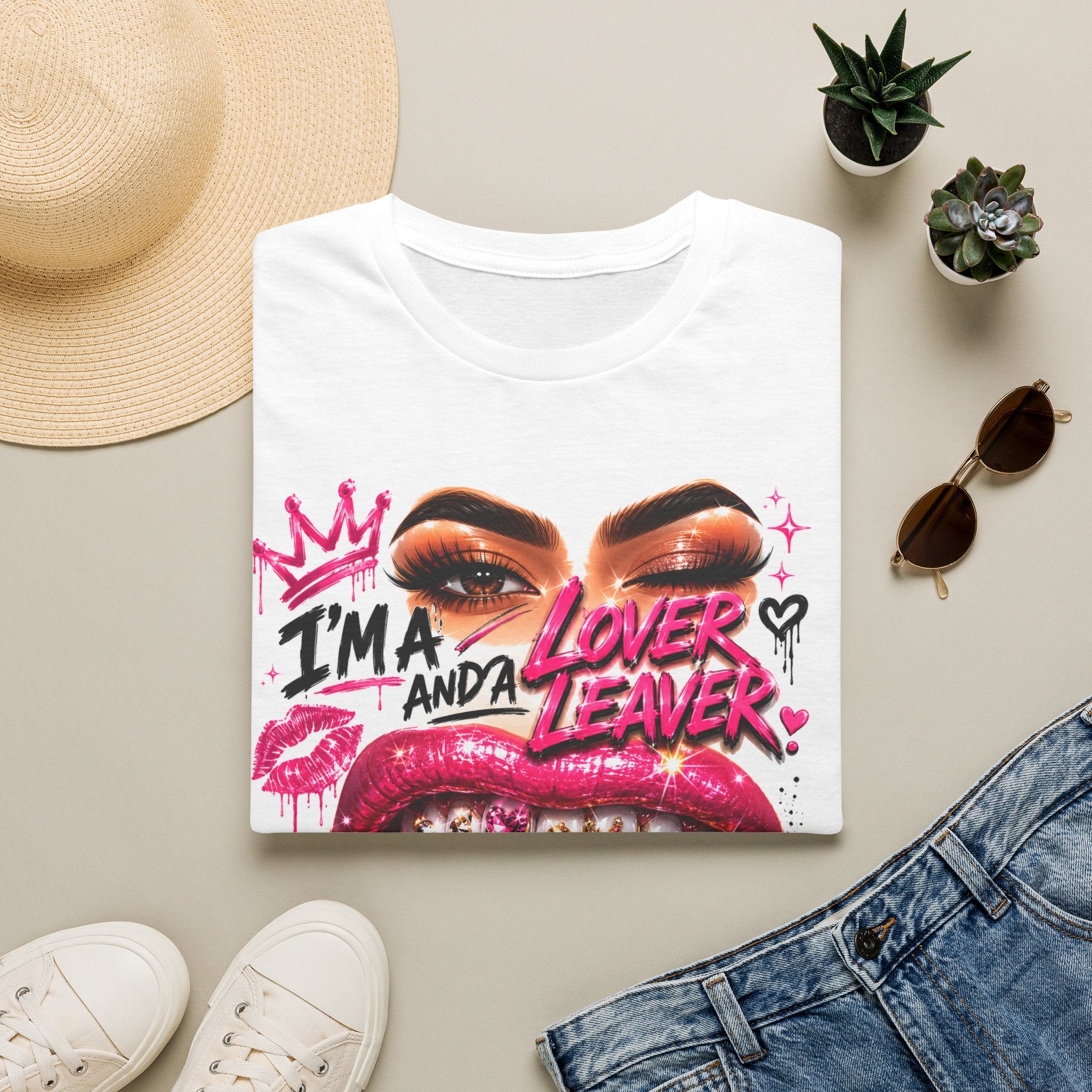 Graphic Tee — "I'm a Lover and a Leaver" Bold Lip Art T-Shirt