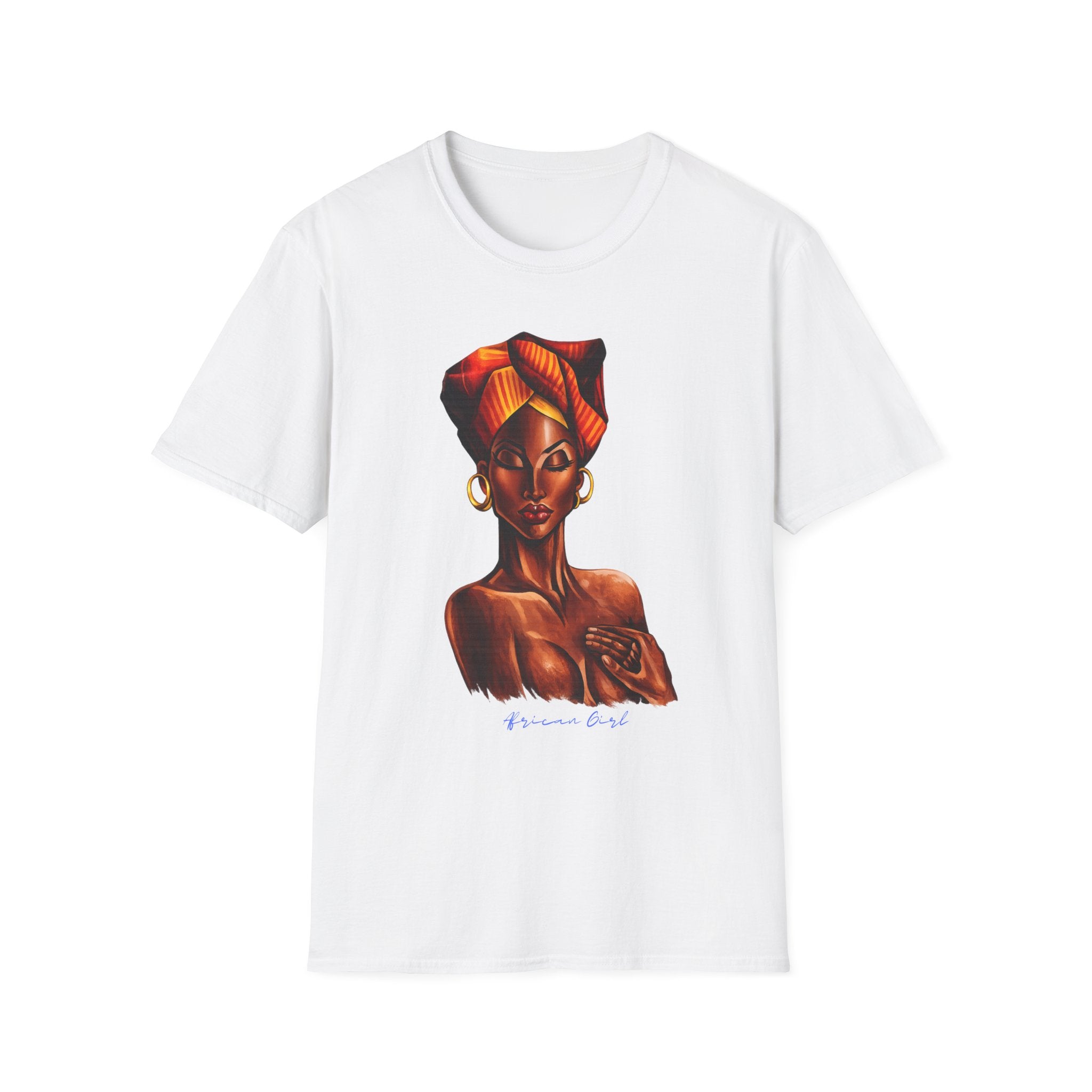 Afrocentric Headwrap Portrait T-Shirt — Bold Melanin Art Tee