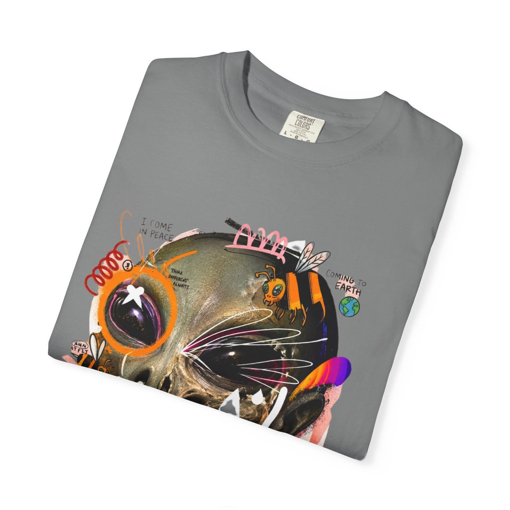 Skull Graffiti T-Shirt — Abstract Neon Alien Street Art Tee