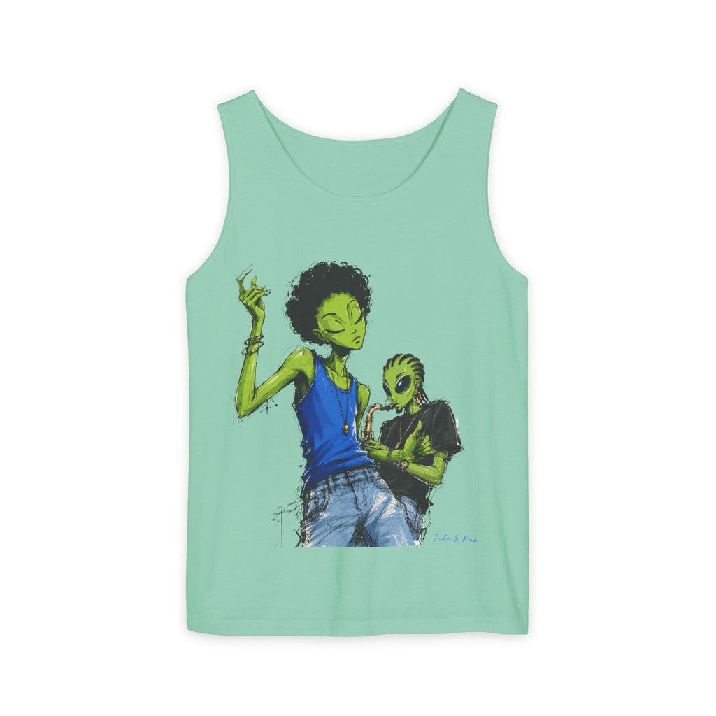 Alien Duo Graphic Tank Top — Retro Streetwear Art Tee-Tito & Raz Edition