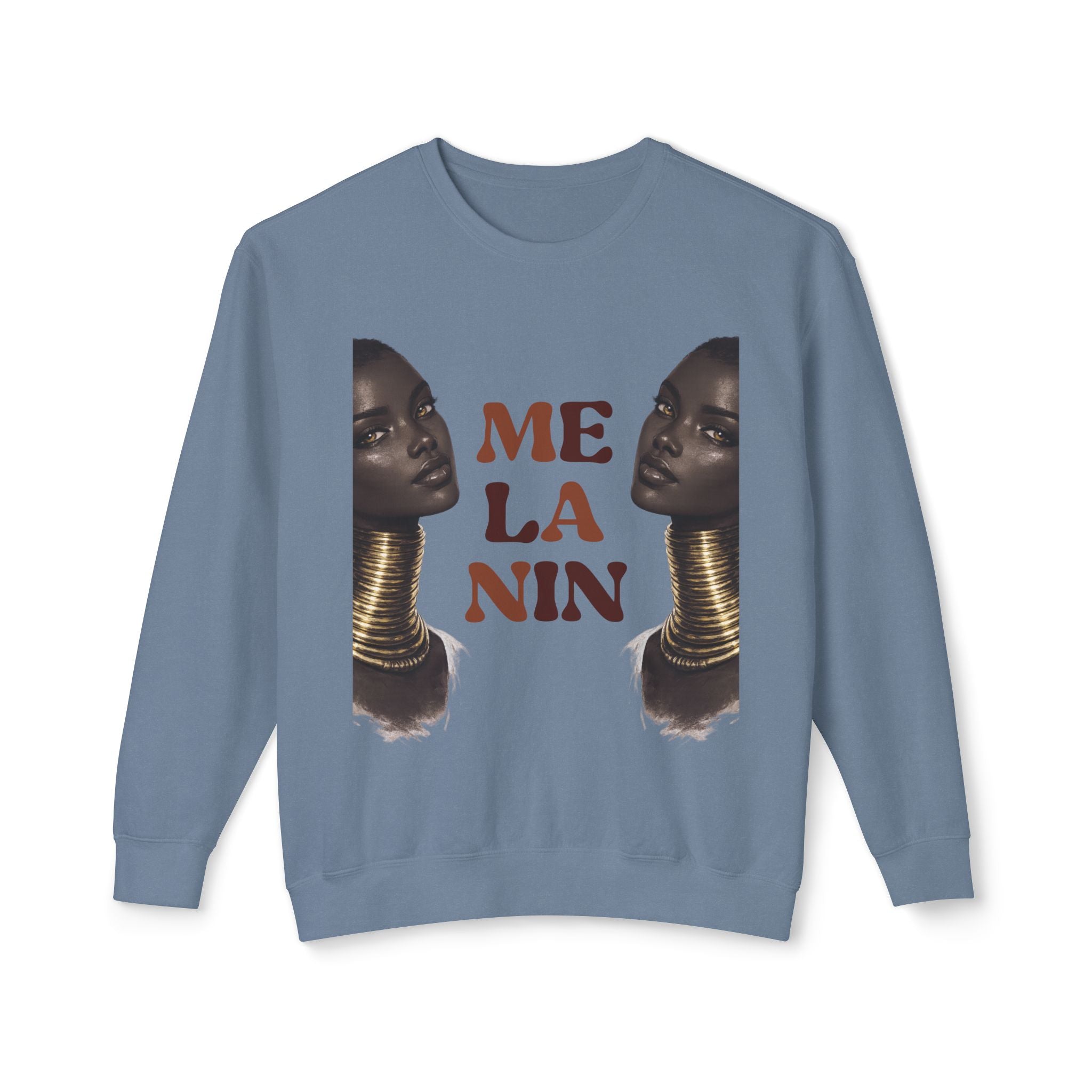 Crewneck Sweatshirt — 'Me La Nin' Melanin Portrait Graphic-Fall Collection