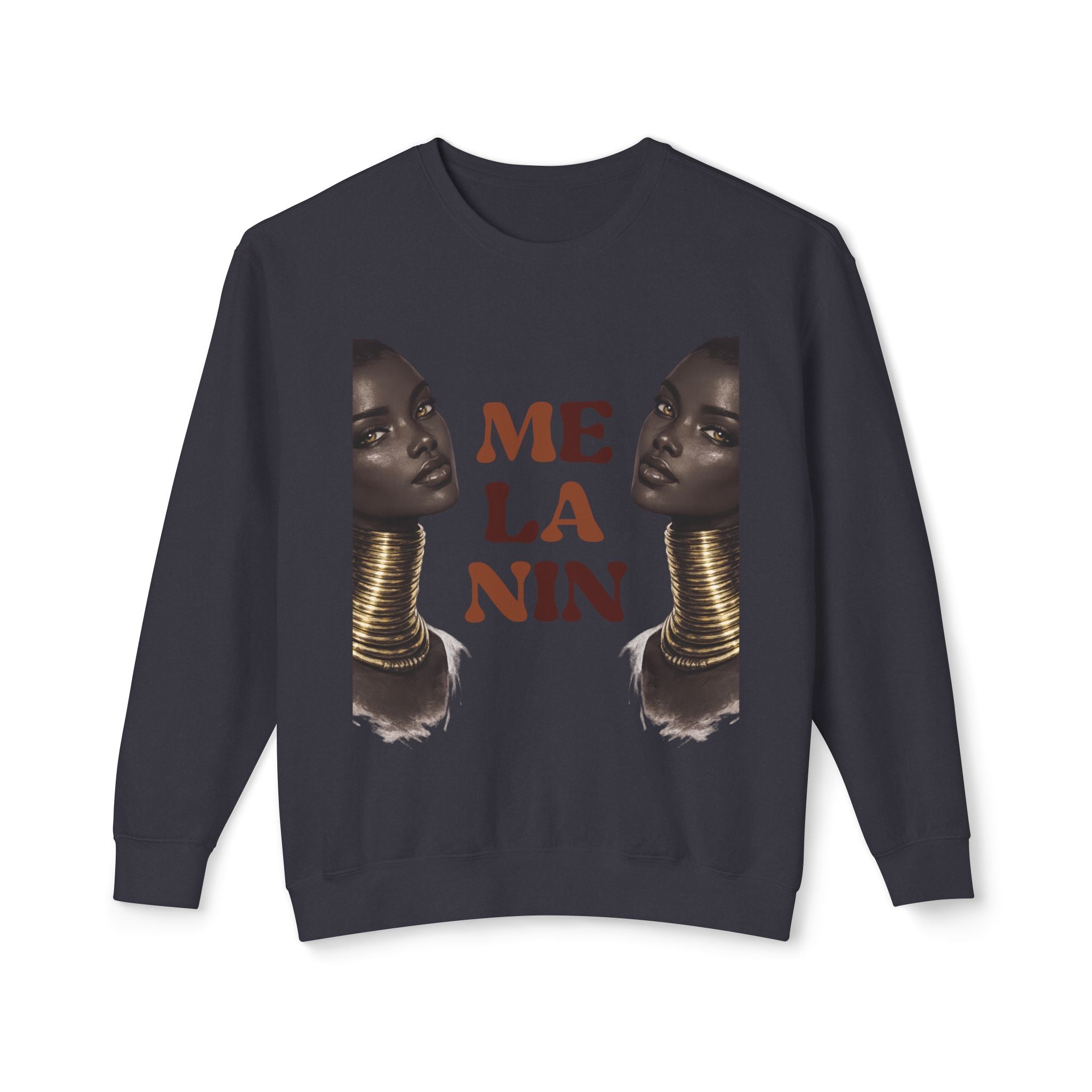 Crewneck Sweatshirt — 'Me La Nin' Melanin Portrait Graphic-Fall Collection