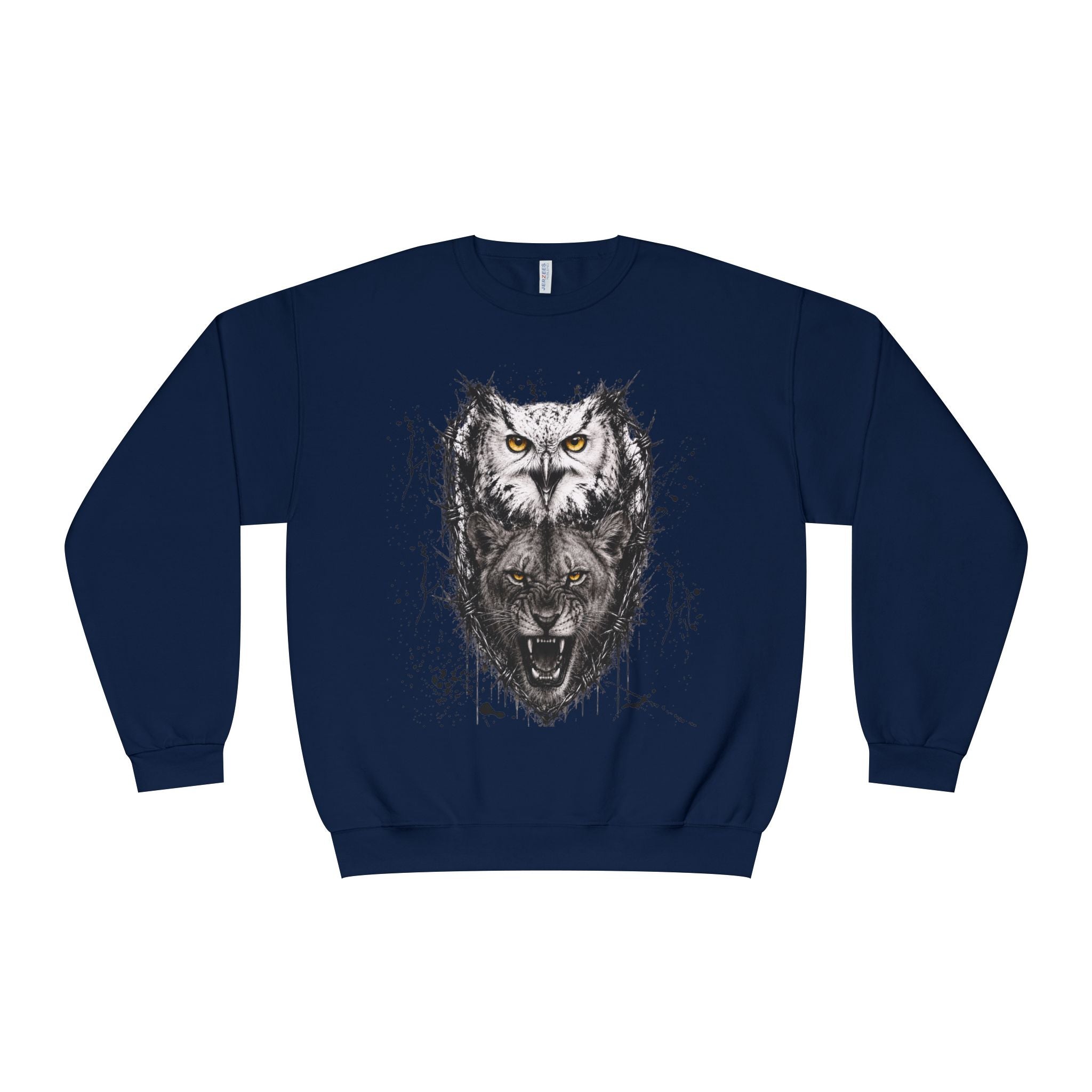 Owlix & Leona Graphic Crewneck Sweatshirt — Dual Animal Spirit Design