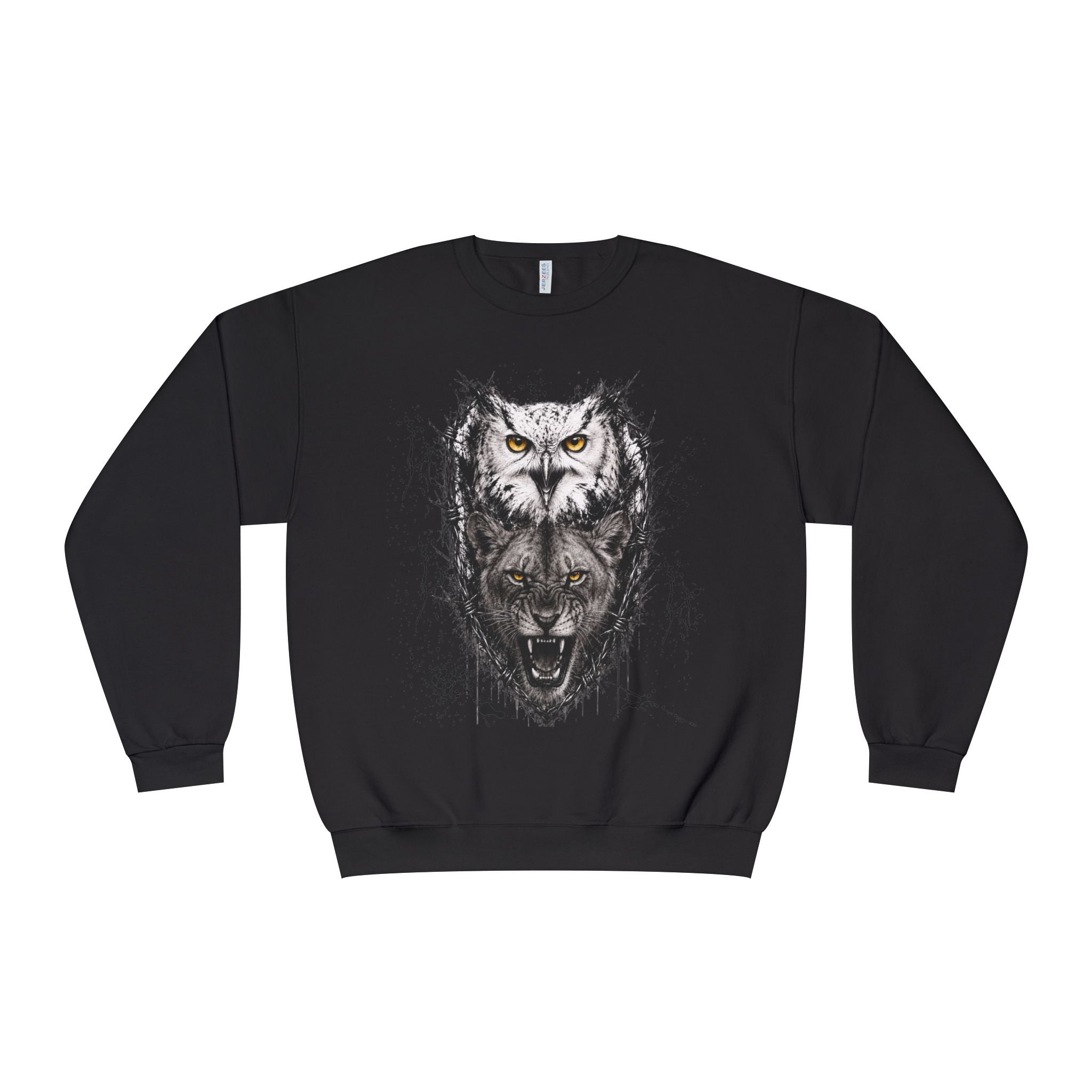 Owlix & Leona Graphic Crewneck Sweatshirt — Dual Animal Spirit Design