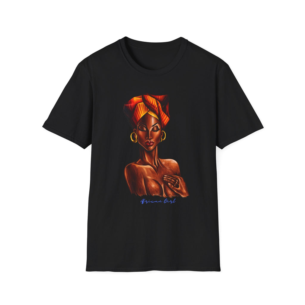 Afrocentric Headwrap Portrait T-Shirt — Bold Melanin Art Tee