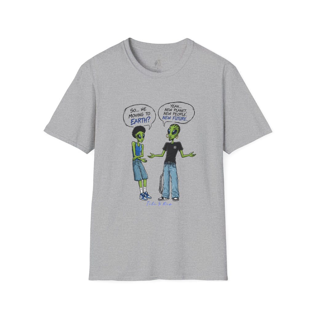Alien Comic T-Shirt — “So... We Moving to Earth?” Tito & Raz Edition Graphic Tee