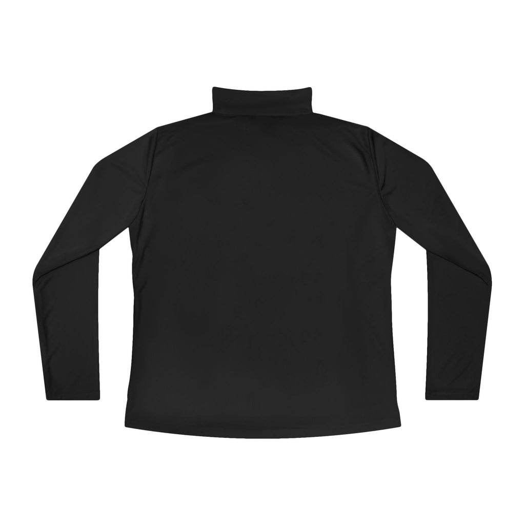 Ladies Quarter-Zip Pullover — Green Alien Pose Embroidered Performance Top