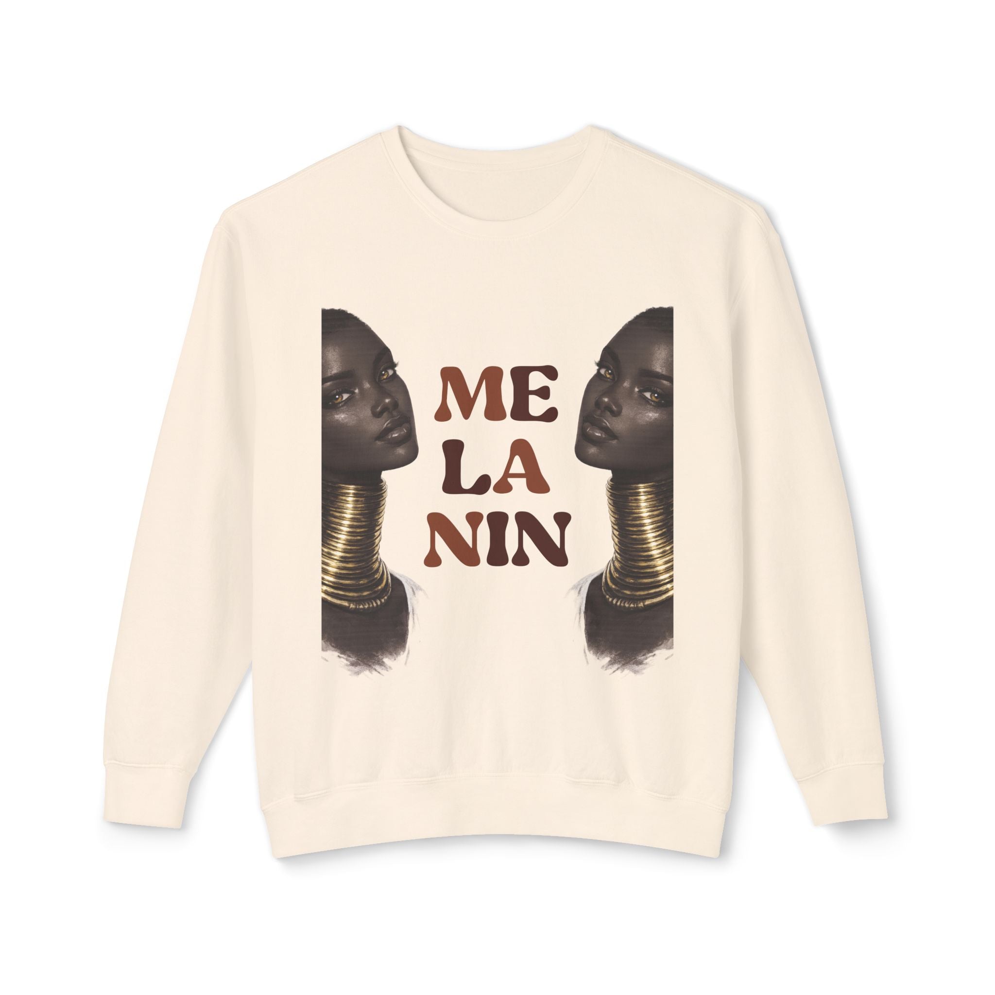 Crewneck Sweatshirt — 'Me La Nin' Melanin Portrait Graphic-Fall Collection