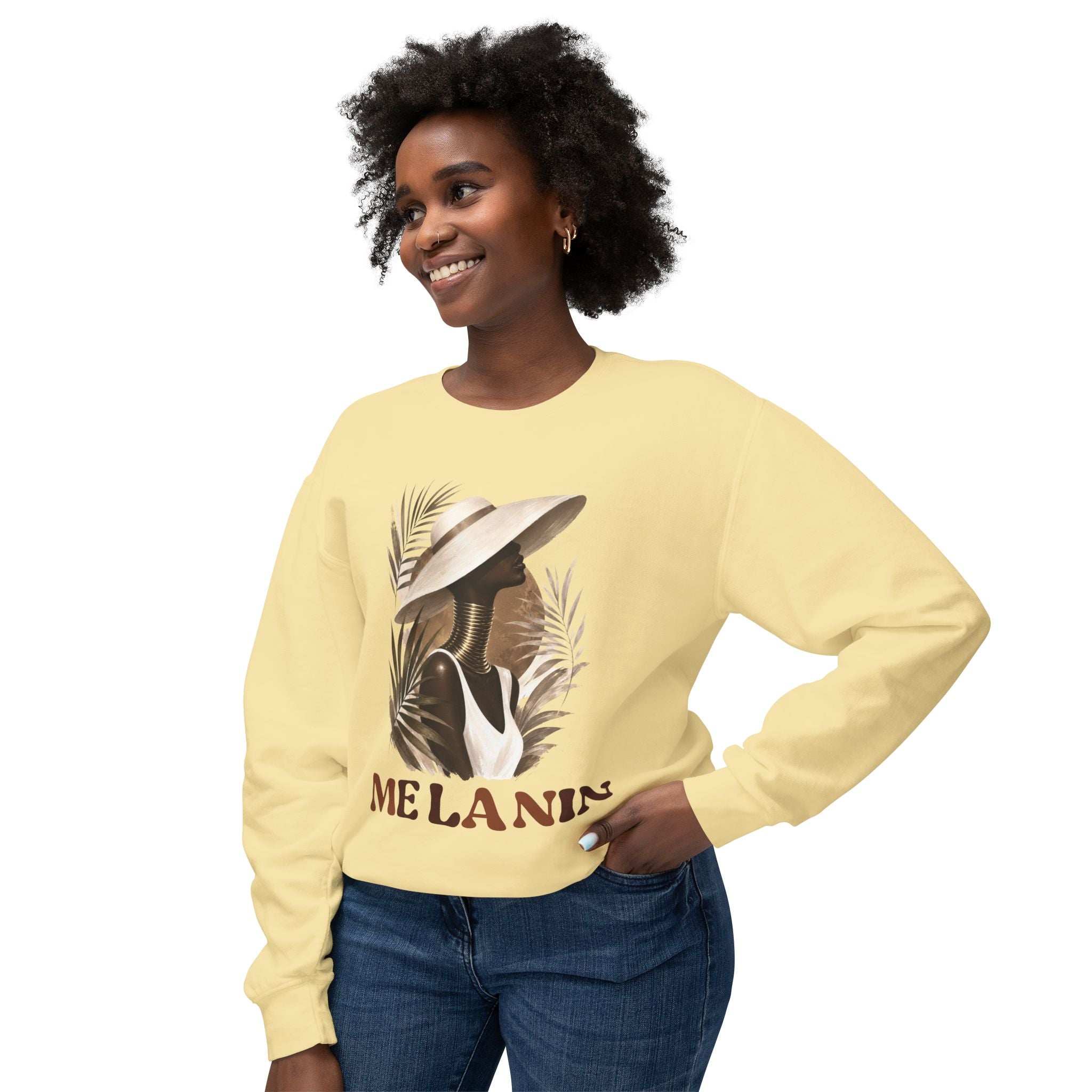 Melanin Pride Crewneck Sweatshirt — Elegant Portrait Graphic