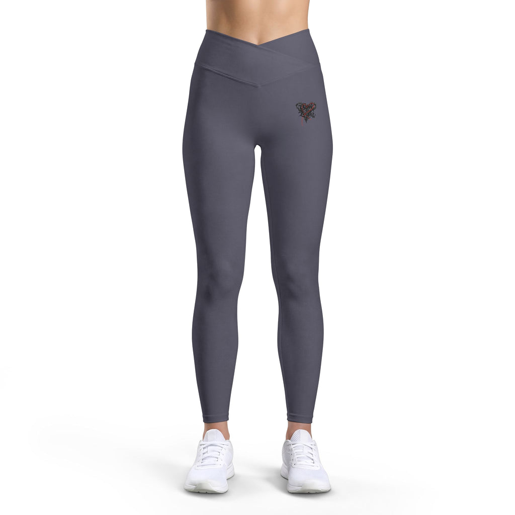 Embroidered Black Rose Leggings — Women’s Luxe High-Waist Activewear