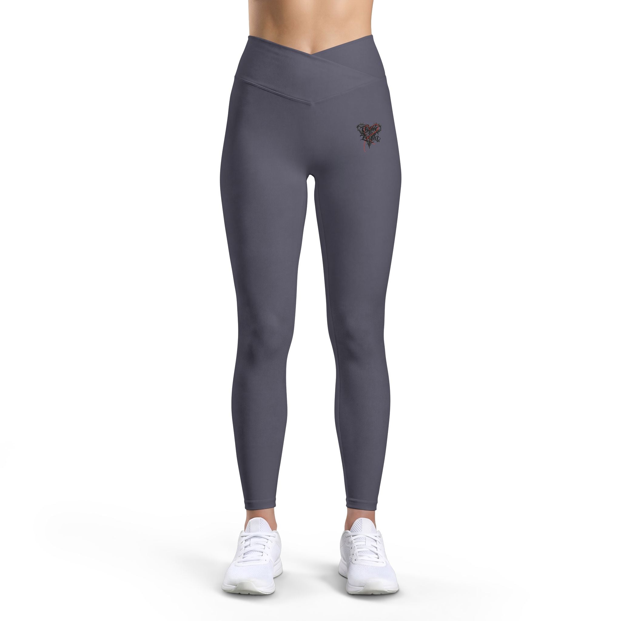 Embroidered Black Rose Leggings — Women’s Luxe High-Waist Activewear