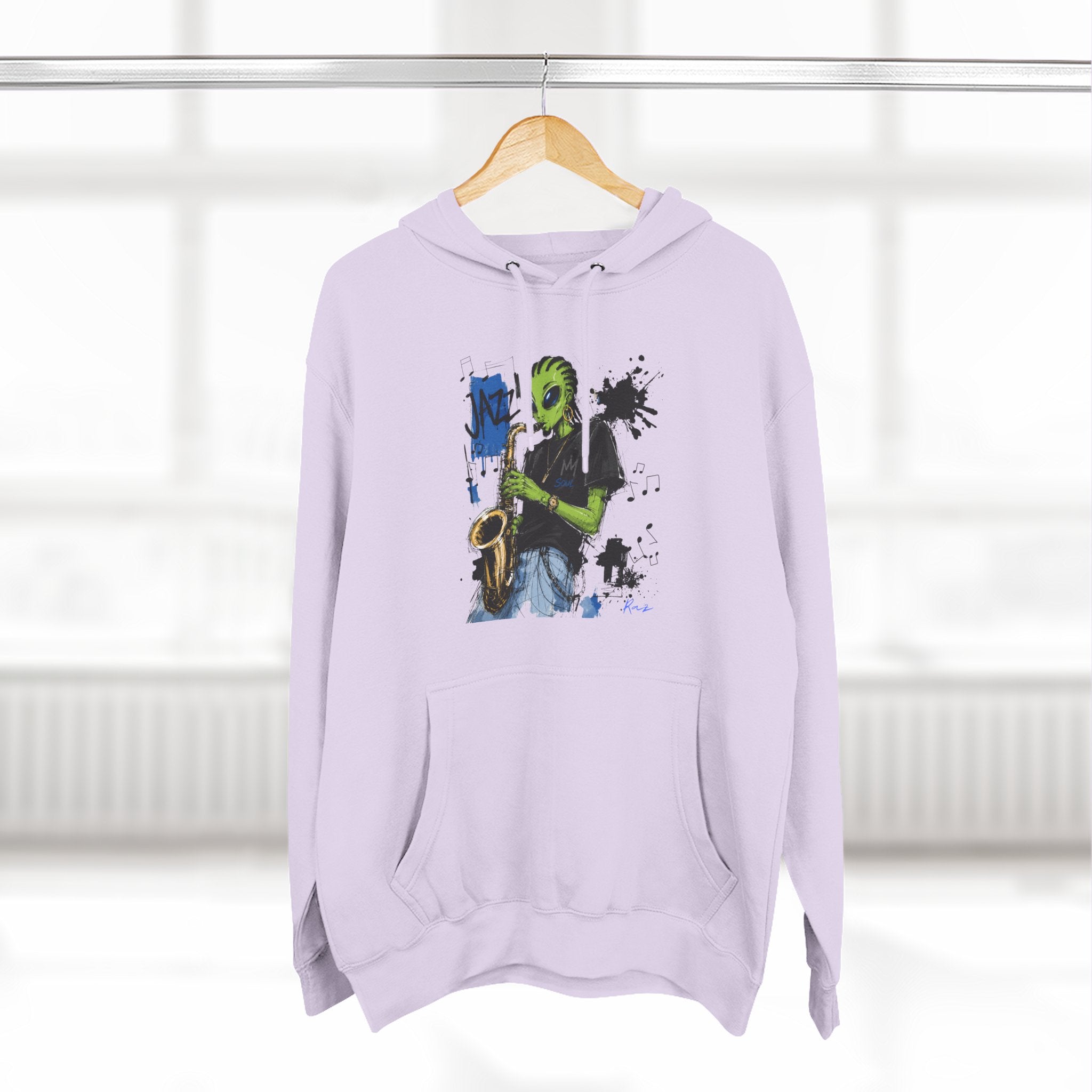 Jazz Saxophone Art Hoodie — Abstract Live Jazz Music Fleece Pullover-Tito & Raz Edition