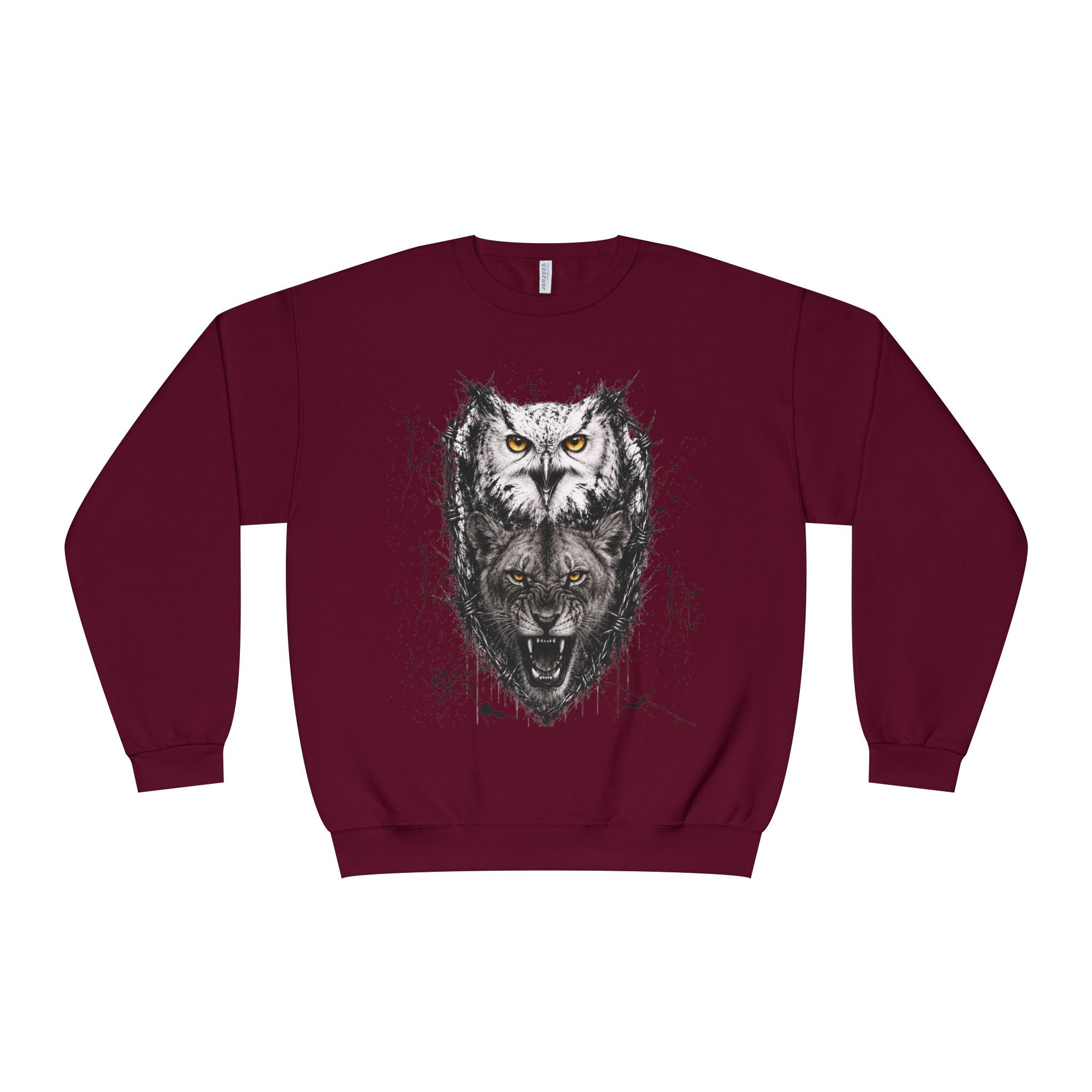 Owlix & Leona Graphic Crewneck Sweatshirt — Dual Animal Spirit Design
