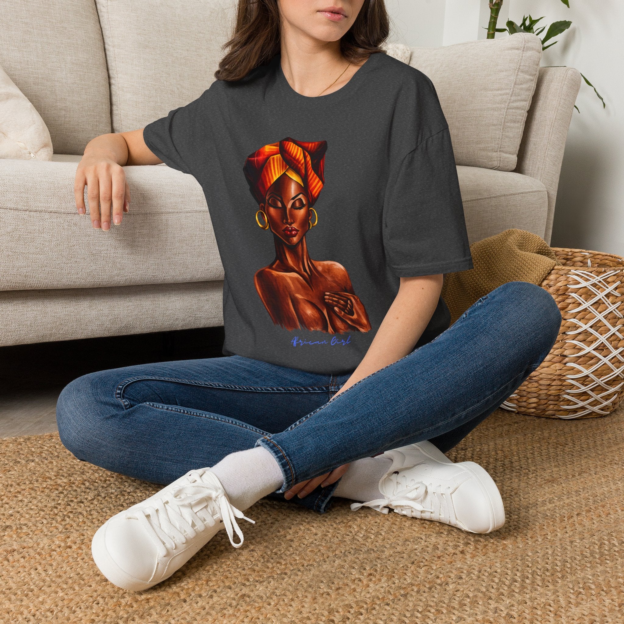 Afrocentric Headwrap Portrait T-Shirt — Bold Melanin Art Tee