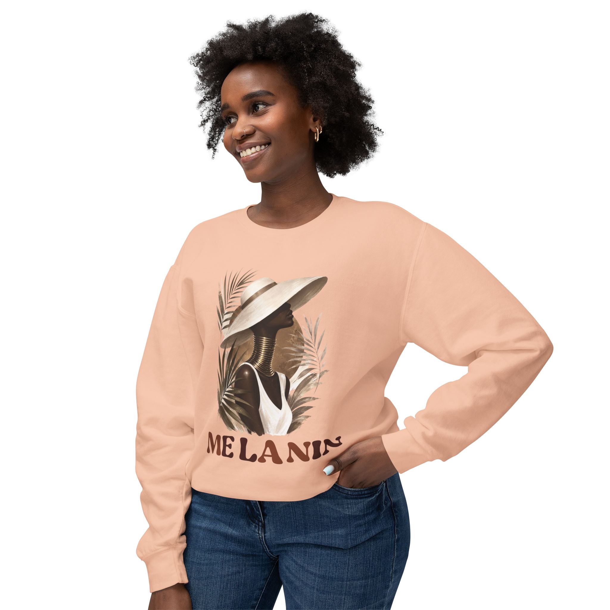 Melanin Pride Crewneck Sweatshirt — Elegant Portrait Graphic