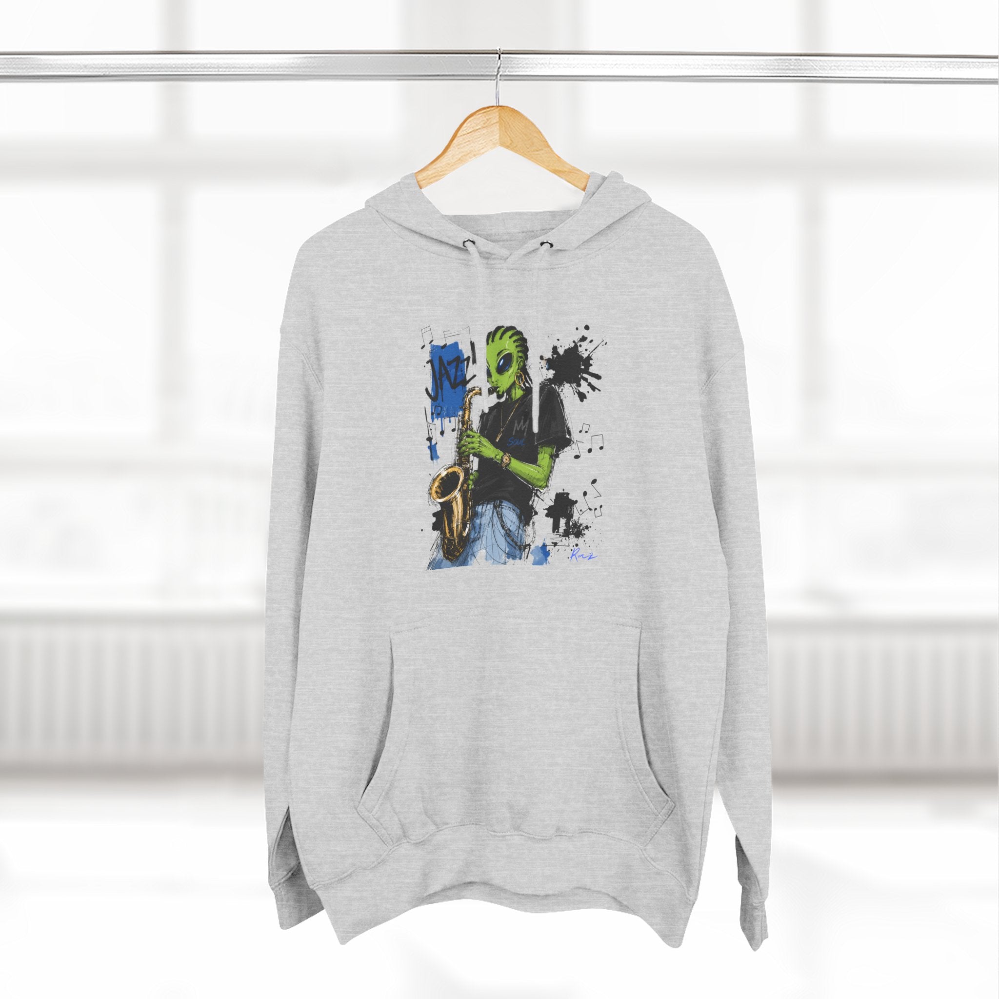 Jazz Saxophone Art Hoodie — Abstract Live Jazz Music Fleece Pullover-Tito & Raz Edition
